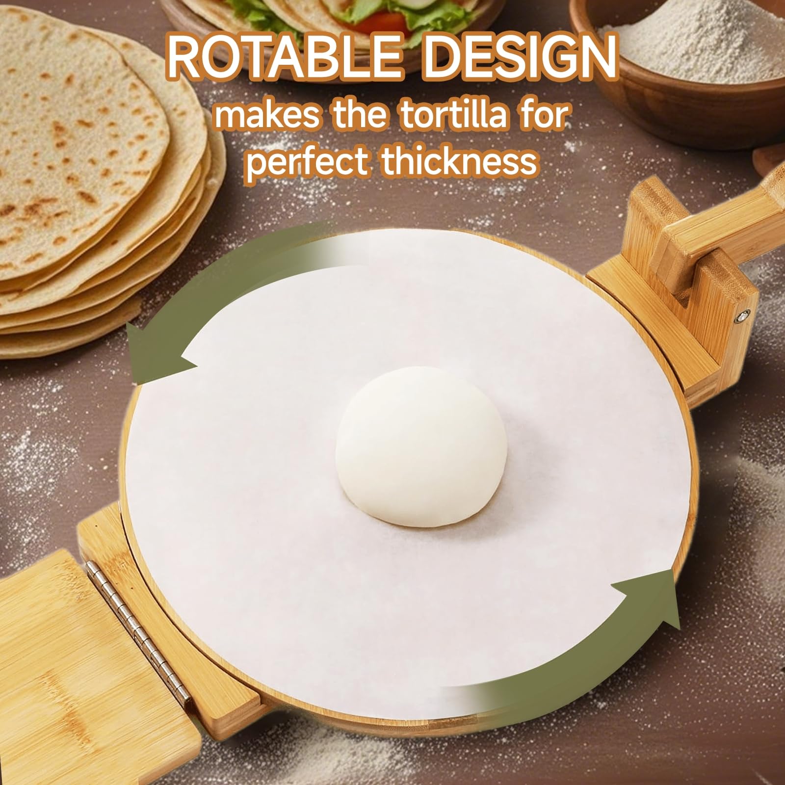 Wooden Tortilla Press – 5.5 Inch Bamboo Tortilla Maker, Hand Press For Flour & Corn Tortillas, Roti, Arepas - View #5