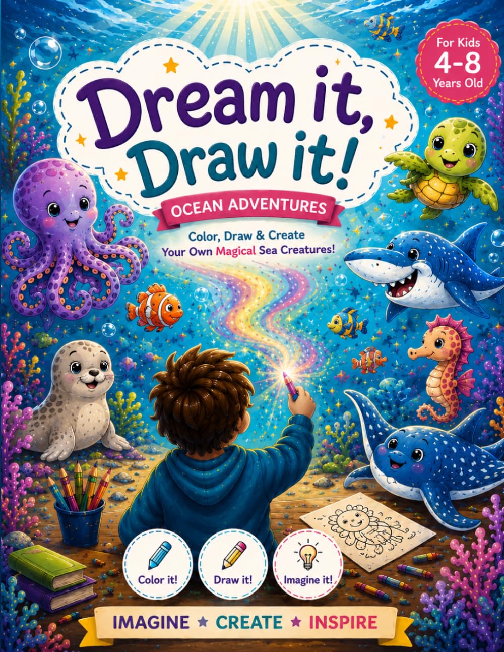 Dream it, Draw it!Ocean Adventures: Color, Draw & Create Your Own Magical Sea Creatures!