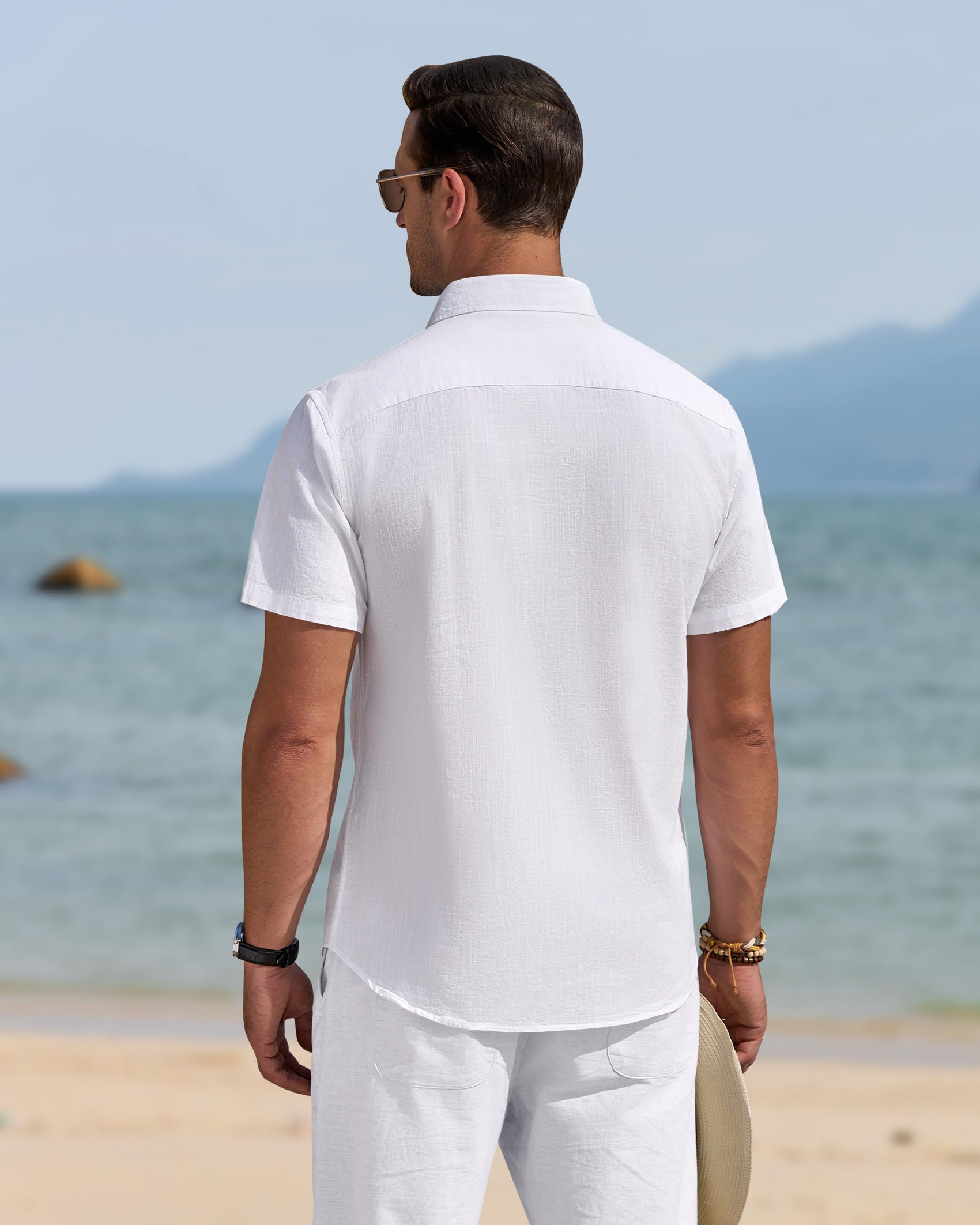 J.VER Chemise de Smoking plissée à Manches Longues pour Homme, Chemise boutonnée pour Bal, fête, Mariage | Boutons de manchette en métal inclus, coton, décontracté, tissage sergé fin, doux, smoking, robe formelle, travail de bureau