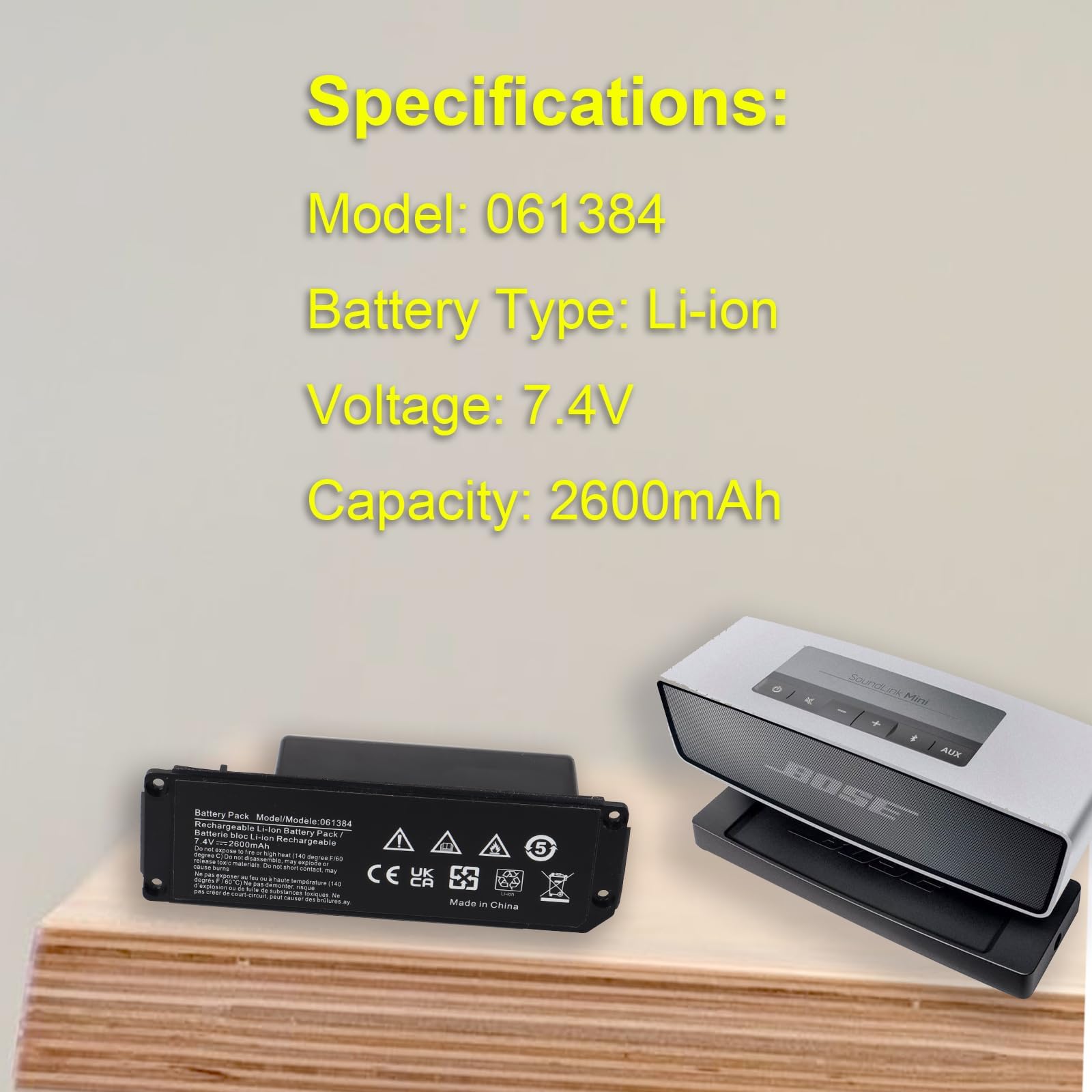 Akumulator litowo-jonowy MXJFYY 7,4 V 2600 mAh do Bose SoundLink Mini 1, głośnik Bluetooth do Bose Soundlink Mini One/Mini I/Mini 1, model 061384 061385 061386 063287