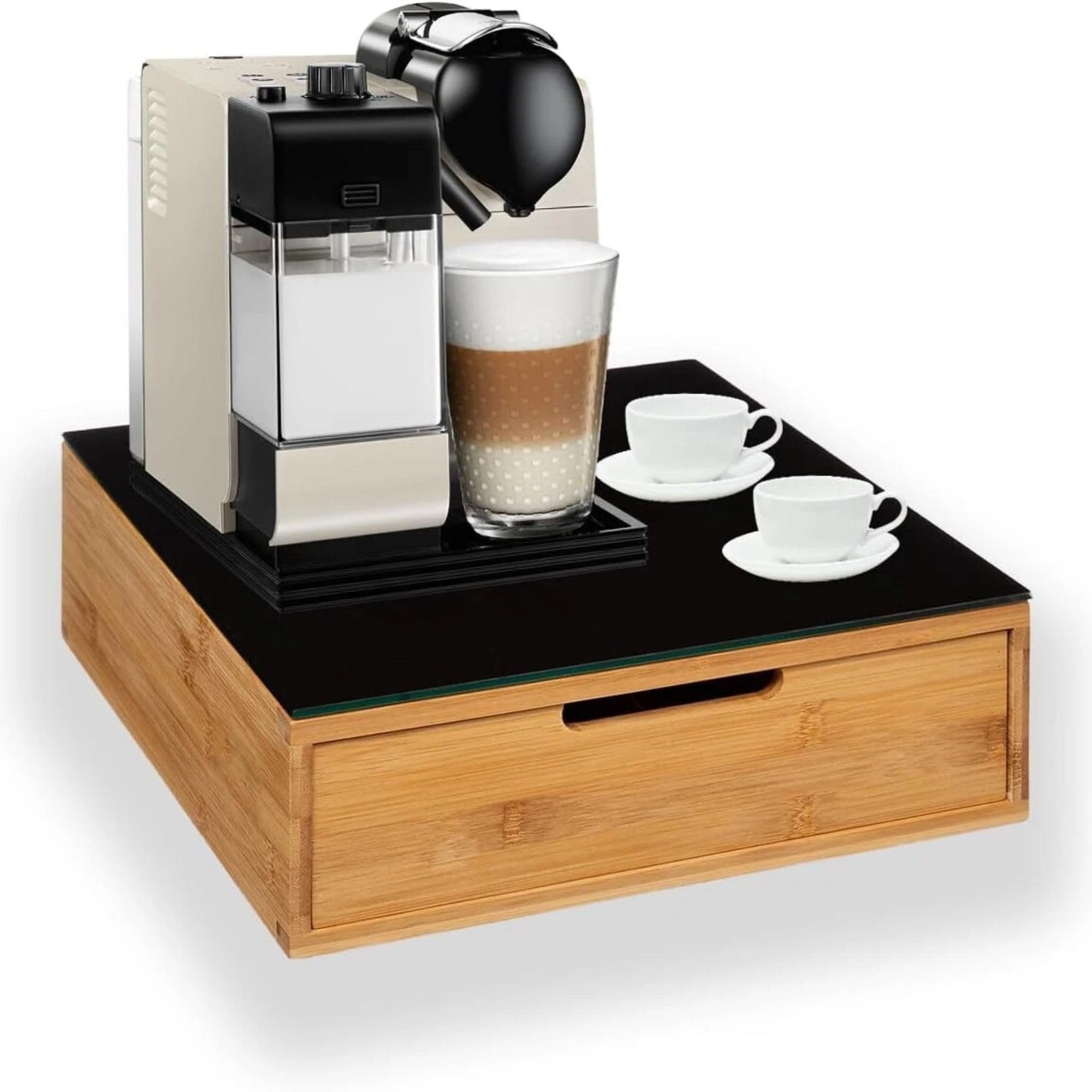 Porta Cialde in Bambù con Cassetto – Organizer Elegante per Cialde, Capsule e Tisane
