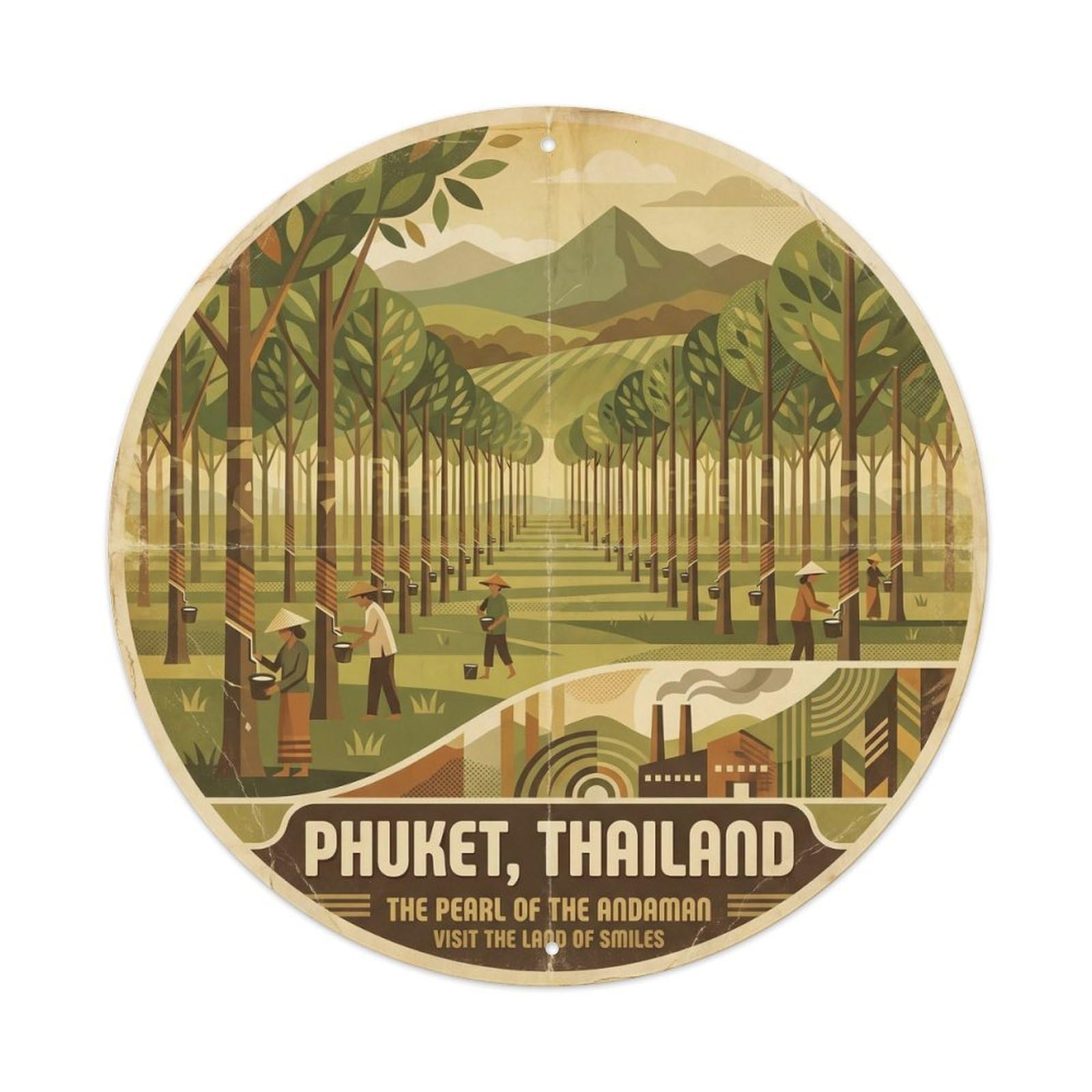 Phuket Rubber Plantation Tropical Nature Lake Country Metal Tin Sign