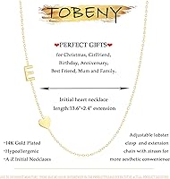Vista 5 de TOBENY Collar con inicial lateral para mujer, delicado collar de gargantilla con letra de corazón, chapado en oro de 14 quilates, collar