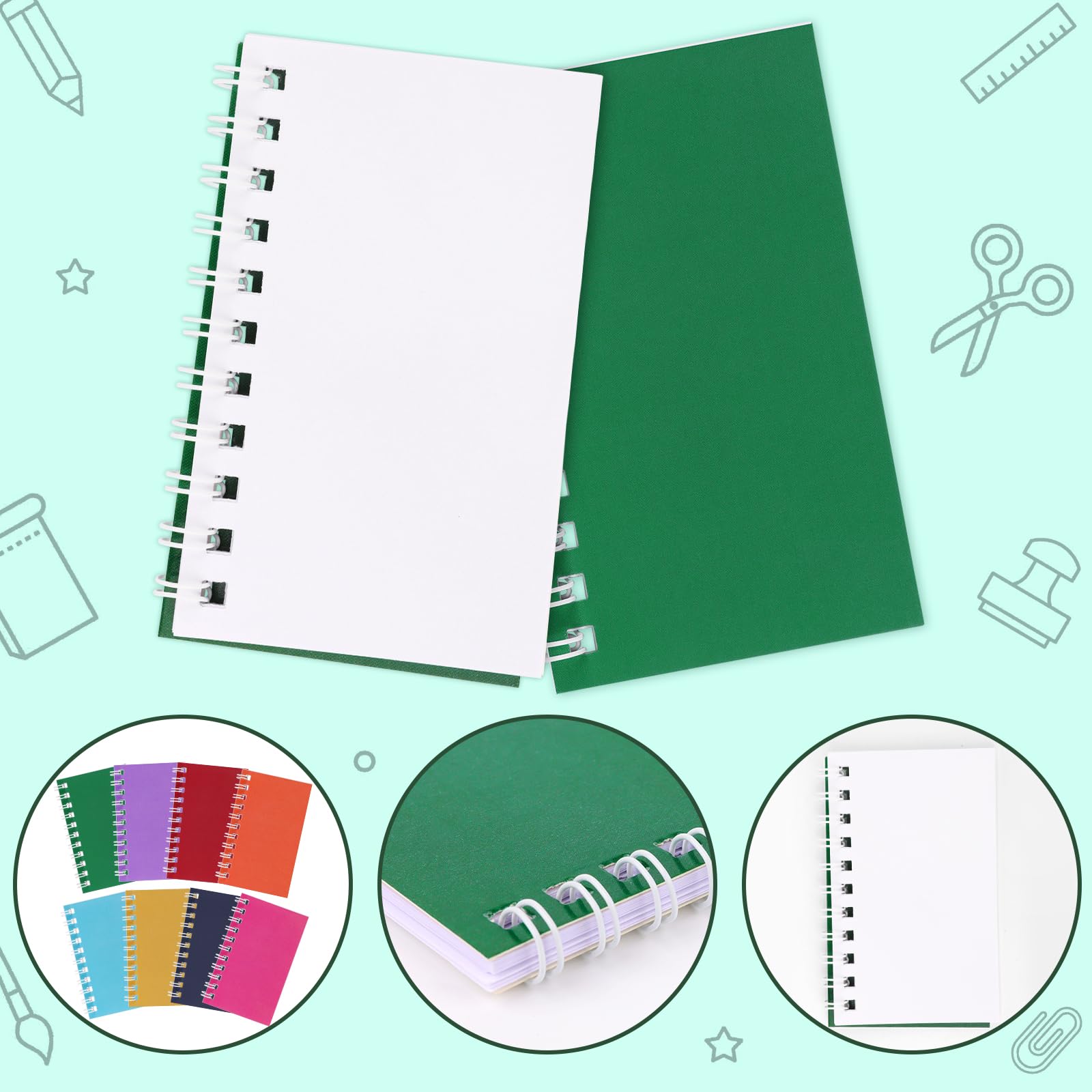 Atiloy Taschennotizbuch, kleiner Notizblock, kleines Spiralnotizbuch, Mini-Notizbuch, 10,2 x 6,1 cm, mit dickem Papier, Notizblöcke für Arbeit, Zuhause, Büro, Schule, Geschenke, 24 Stück