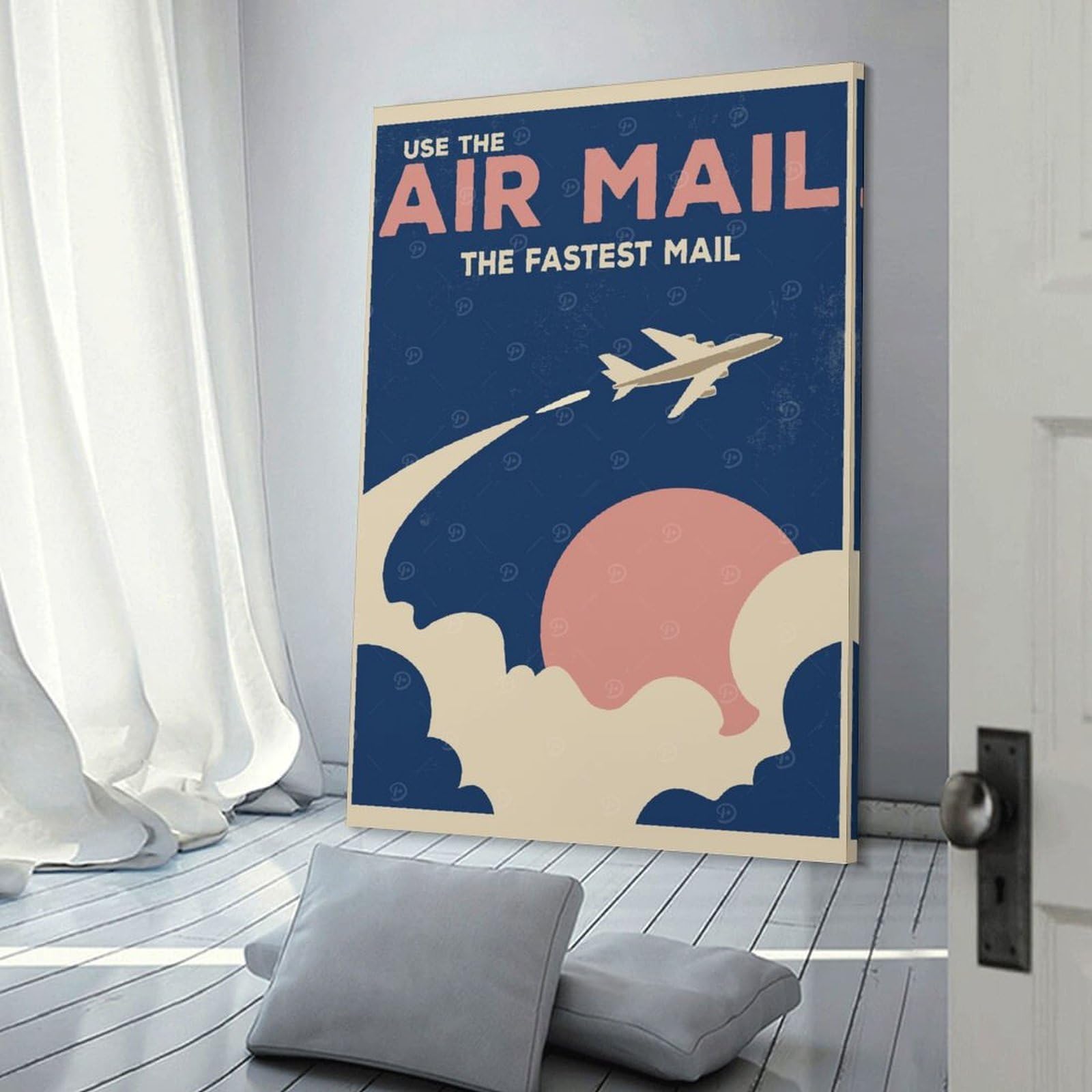 Junmoney Decorative Wall Artwork Air Mail, 20x30inch(50x75cm), for Living Room, Lounge Or Sitting Room, Modern Wall Decor for Cosy Interiors