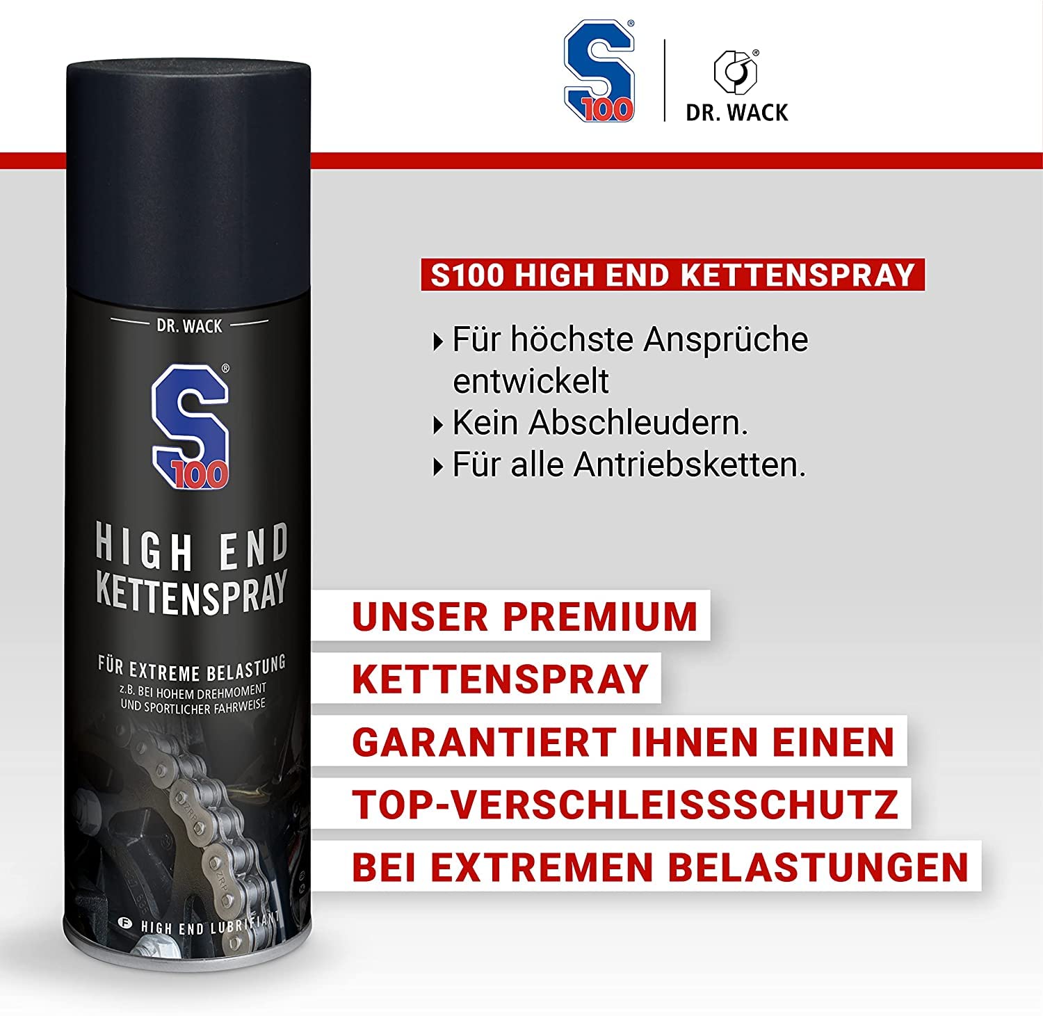 Motorrad Kette Reinigung & Pflege Bundle - Dr. Wack - S100 KettenreinigerI Motorrad-Kettenreiniger für O/X/Z-Ring + S100 High End Kettenspray 300 ml I Motorrad-Kettenöl+ 2x detailmate Mikrofasertuch