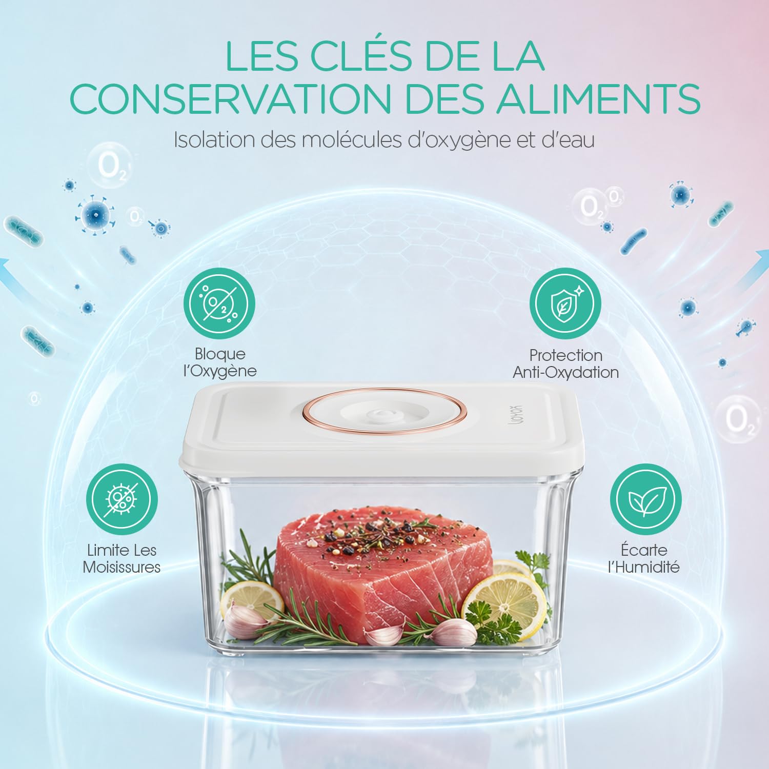 VOYOR Set 3 Boîtes Sous Vide Alimentaires S/M/L, Réutilisables VS310