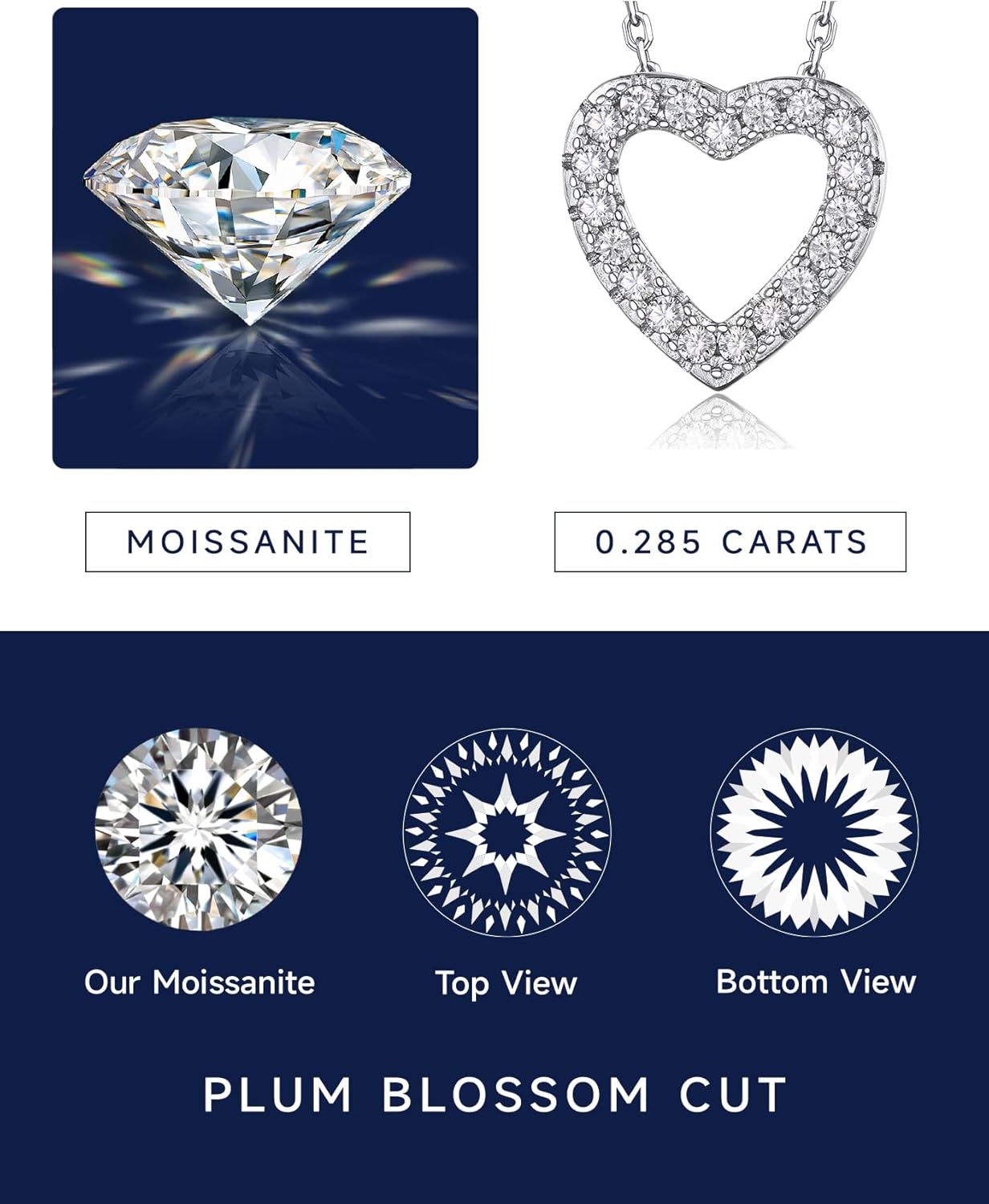 MomentWish Initial Necklaces for Women, Birthday Gifts for Wife, 0.285 Carat Moissanite Heart Necklace, 925 Sterling Silver Letter Necklace, Christmas Anniversary Valentine's Day Gifts for Her - Image 4