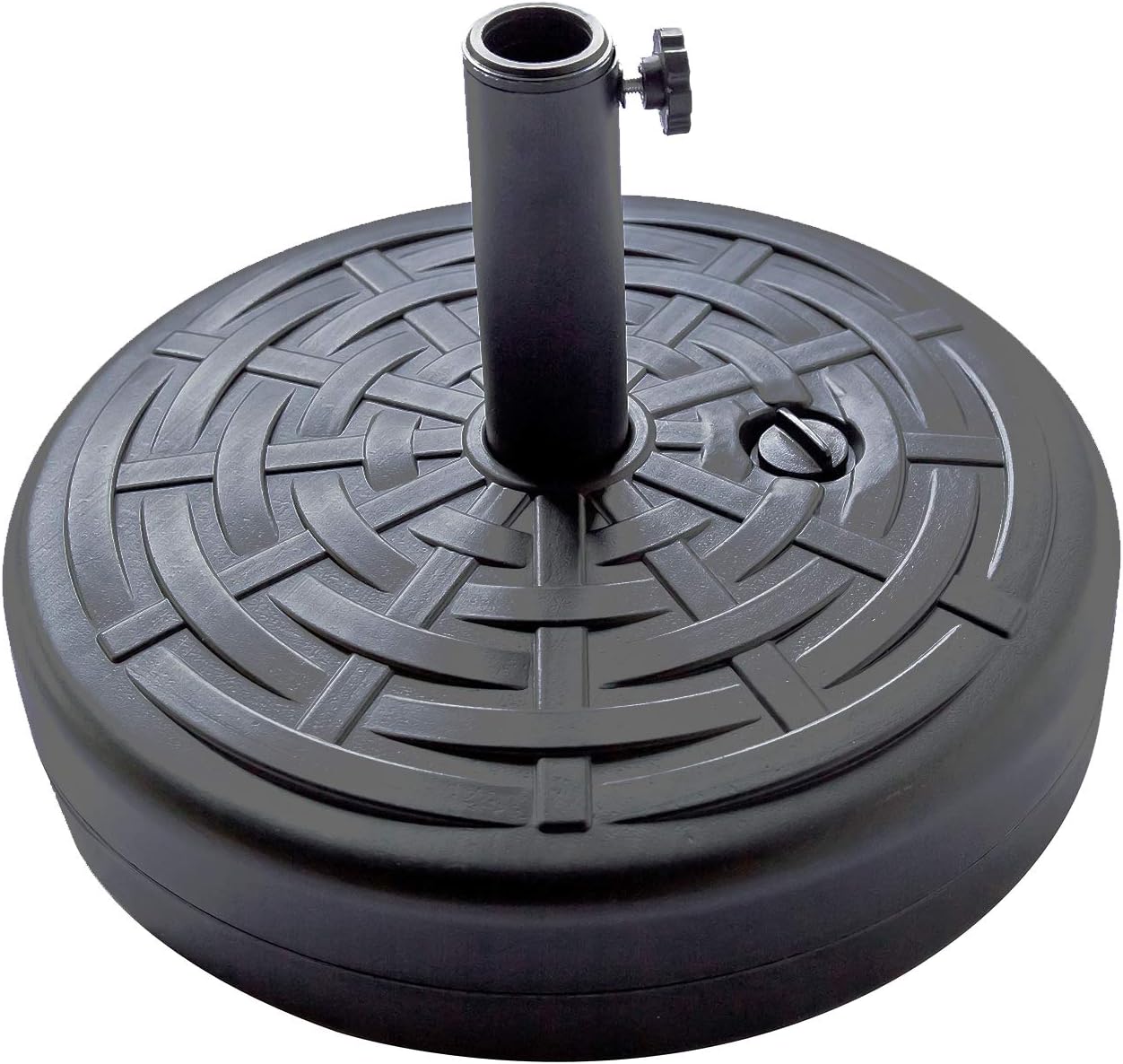 FLAME&SHADE Base de Parasol Redonda 27kg Llenar Agua y Arena, Soporte para Sombrilla Jardin Terraza para Mástil de 38/48mm, Negro