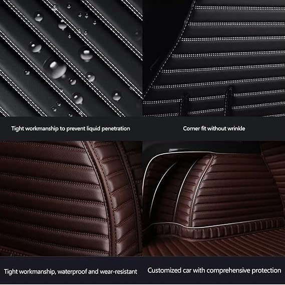 Car Boot Liners Mats Leather for BYD Sealion 07 2024, Rear Trunk Cargo Carpets Protector Cover, Full Coverage Anti-Slip Waterproof Scratch Accessories, D/Black-Blue
