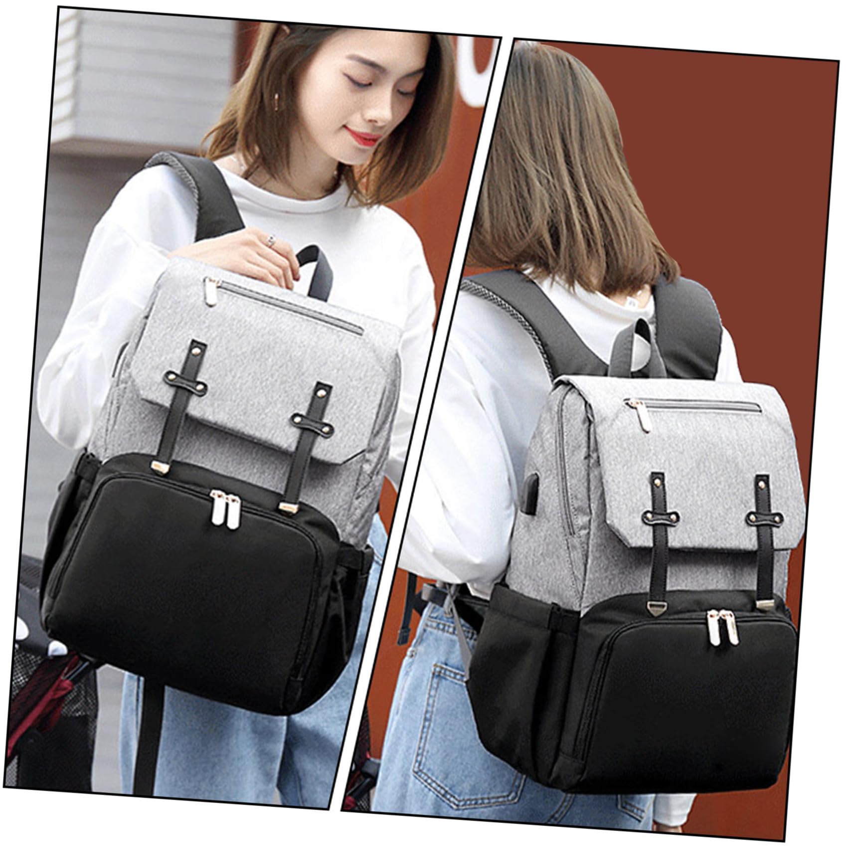 Große Doppelte Schultertasche Wickelrucksack aus Oxford Stoff mit Großer Kapazität und Multifunktionalem Design für Ausflüge und Unterwegs für Mütter