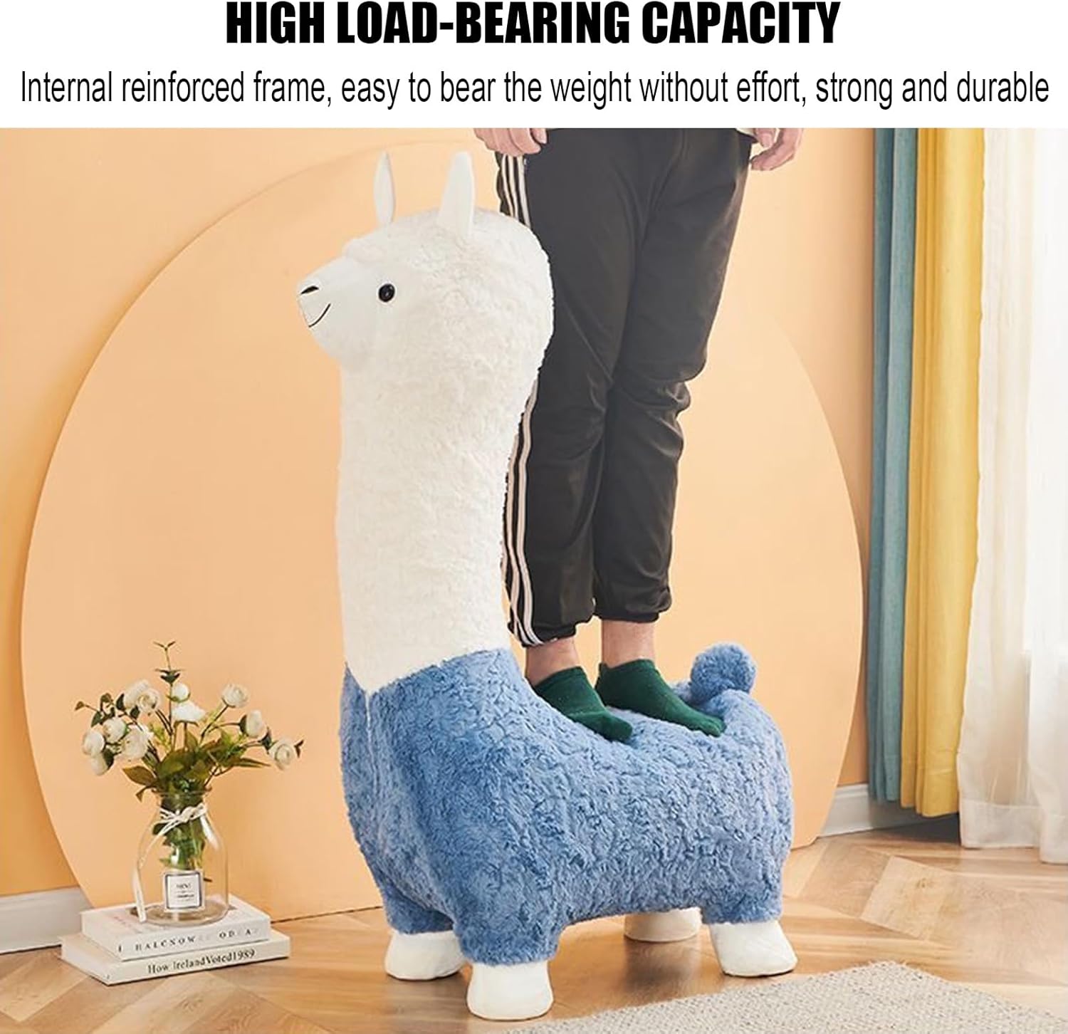 Alpaca Stool, Cute Animal Animal Seat, Portable Shoe Changing Stool Leisure Chair Footstool for Living Room Kid(35x65x110cm(14x26x43inch), A)