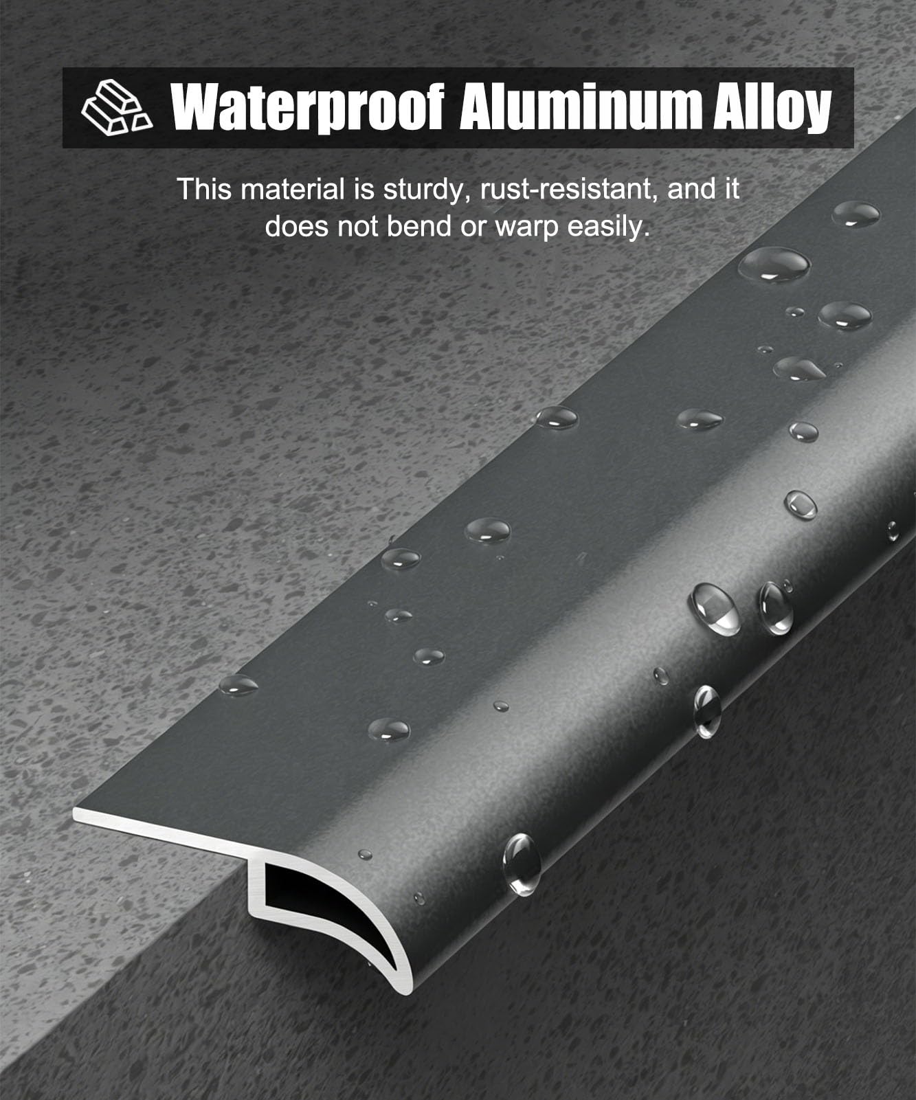 Perfil de Transición para Suelo Perfil de Aluminio Vierteaguas para Patio, Canalón Barrera Contra la Lluvia para Ventanas Exteriores, Moldura Desviadora de Goteo(30mm (1 1/8"),4.0m (13ft))