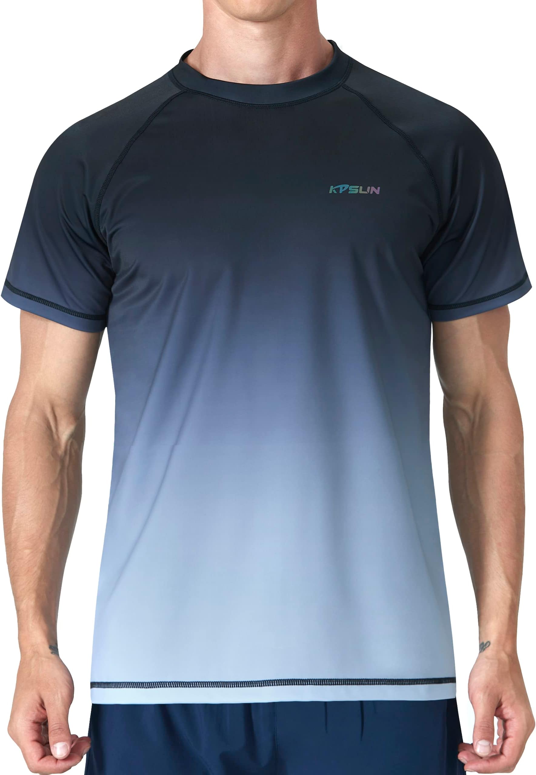 Mens Swim Shirts UPF 50+ Sun Protection Quick Dry SPF Rash Guard Outdoor Beach Fishing T Shirts