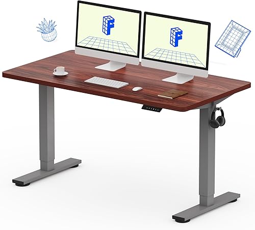 FLEXISPOT EN1 Escritorio de pie de una pieza, 55 x 28 pulgadas, escritorio eléctrico de altura ajustable para estación de trabajo (marco plateado +