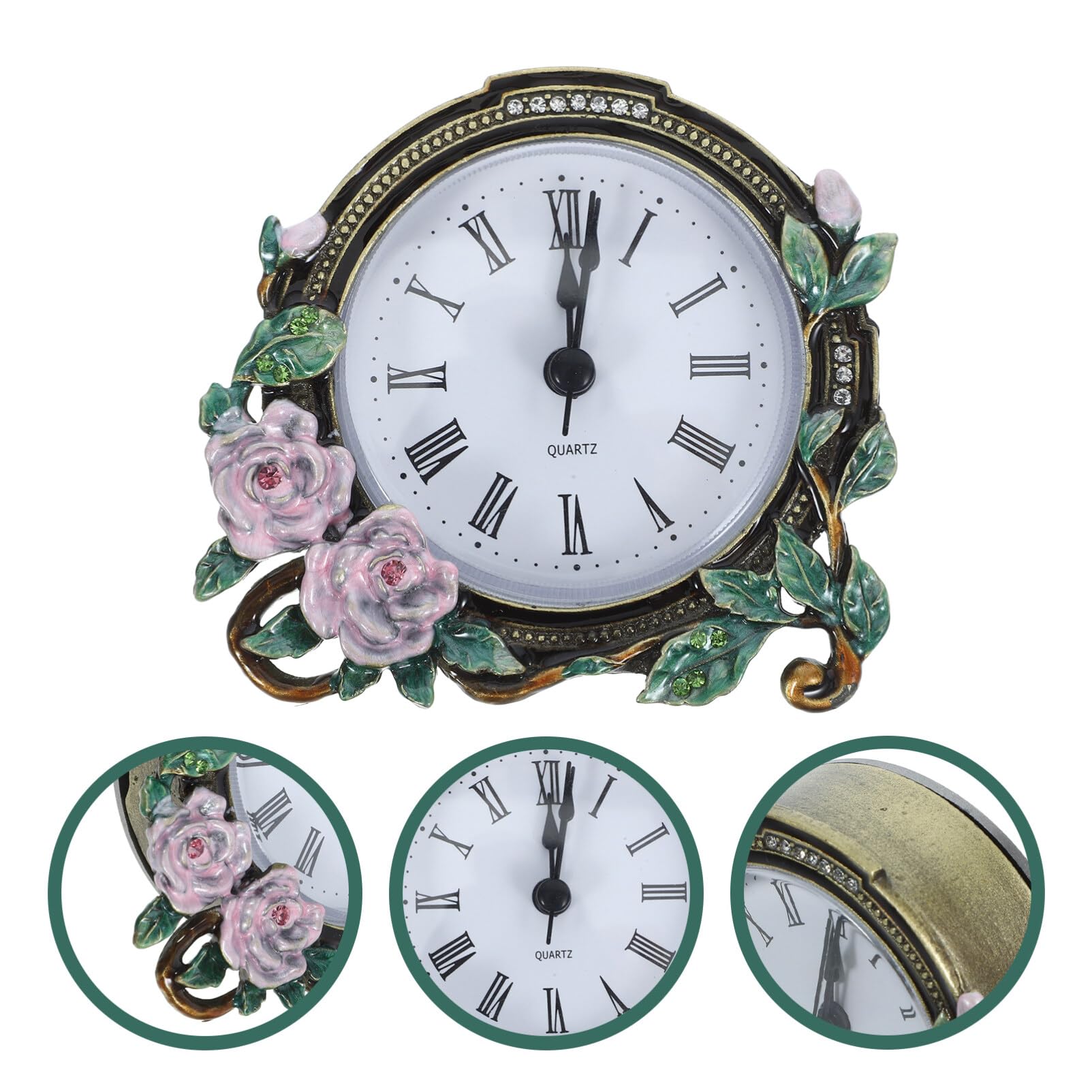 Cabilock Mini Tischuhr Vintage Stil Leise Europäische Kleine Uhr Zum Hinstellen Für Wohnzimmer Büro Deko Ästhetik