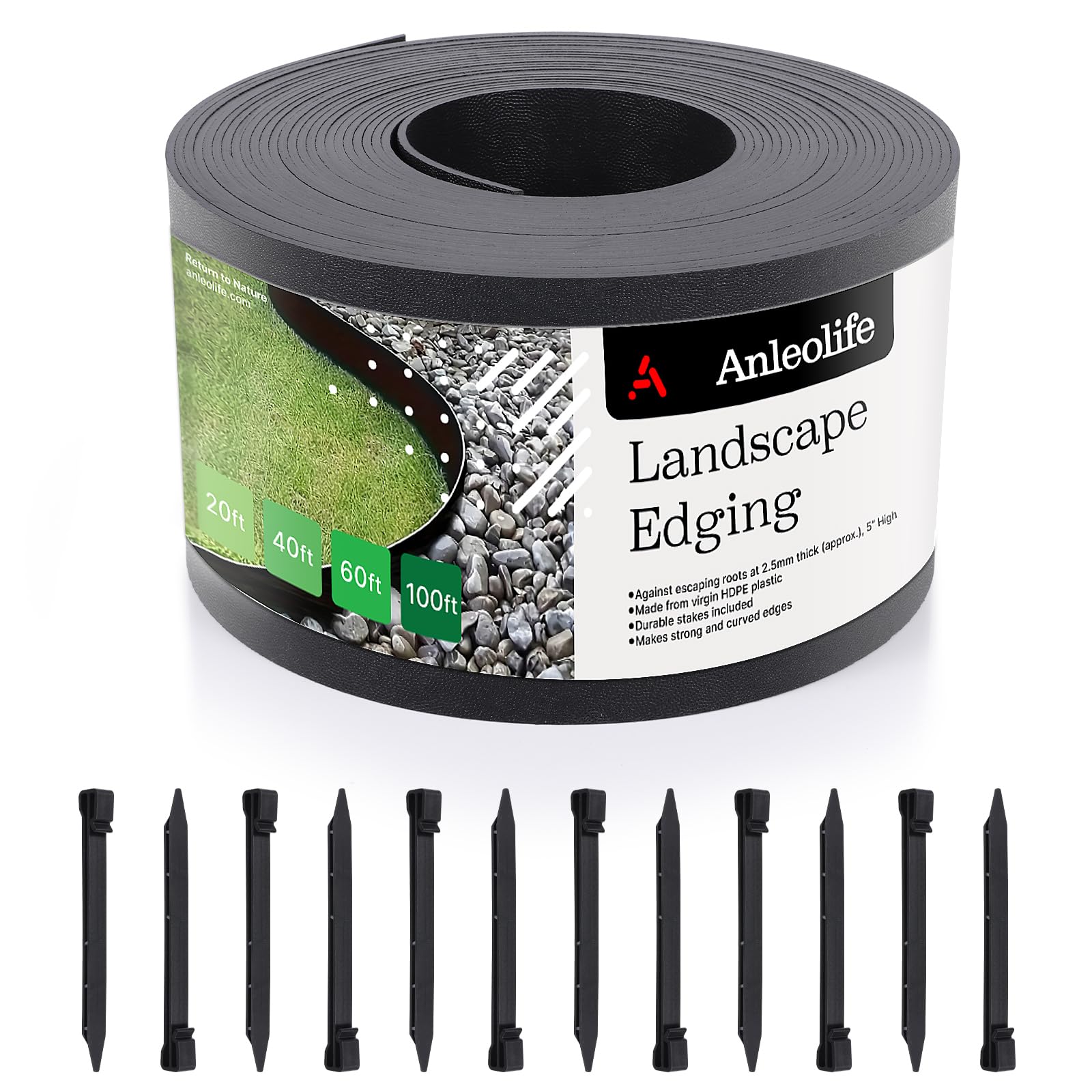 A ANLEOLIFE 40ft Flexible Plastic Landscape Edging Coil