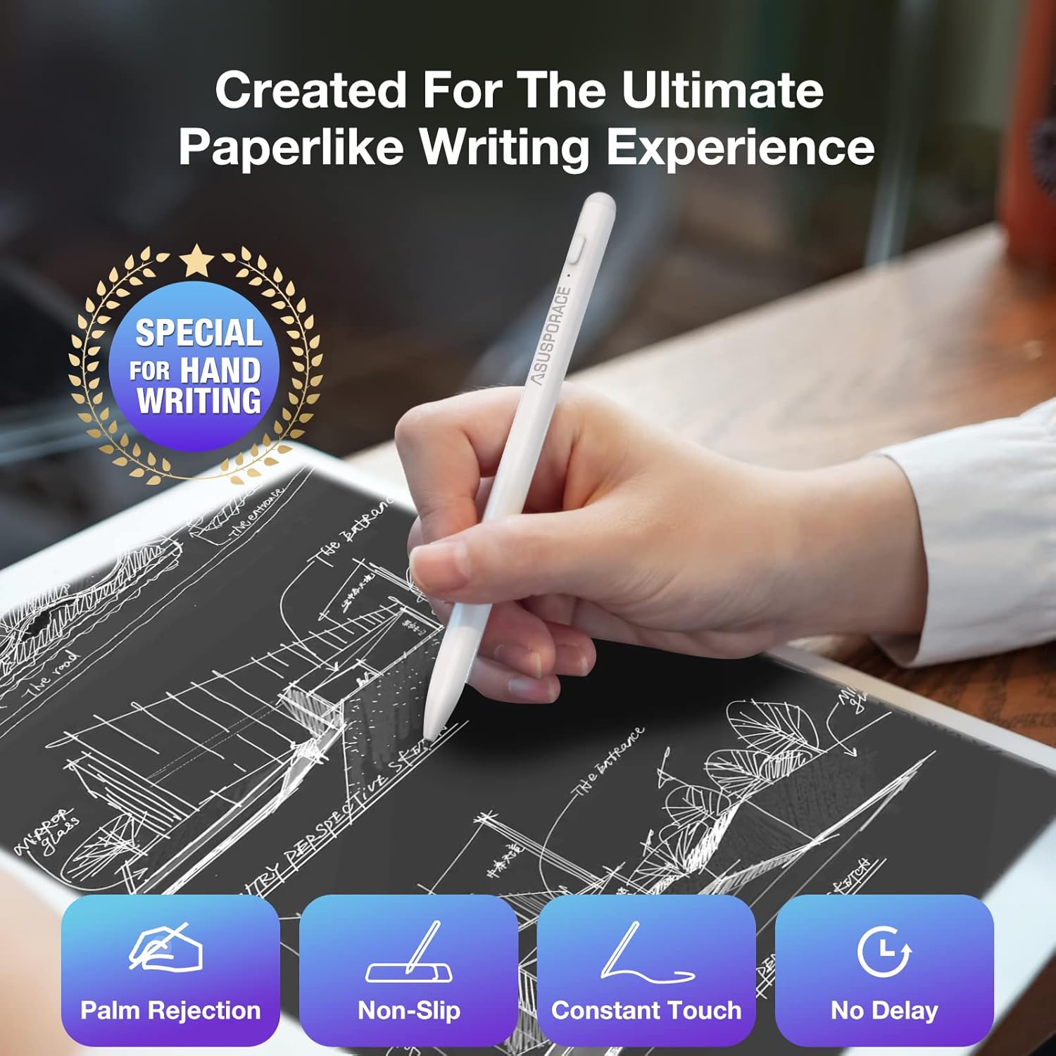 Tough Silicone Ball Nib Tension Sensor Stylus for iPad Pro - Soft, Silent Paper-Like Writing & Non-Slip Tips