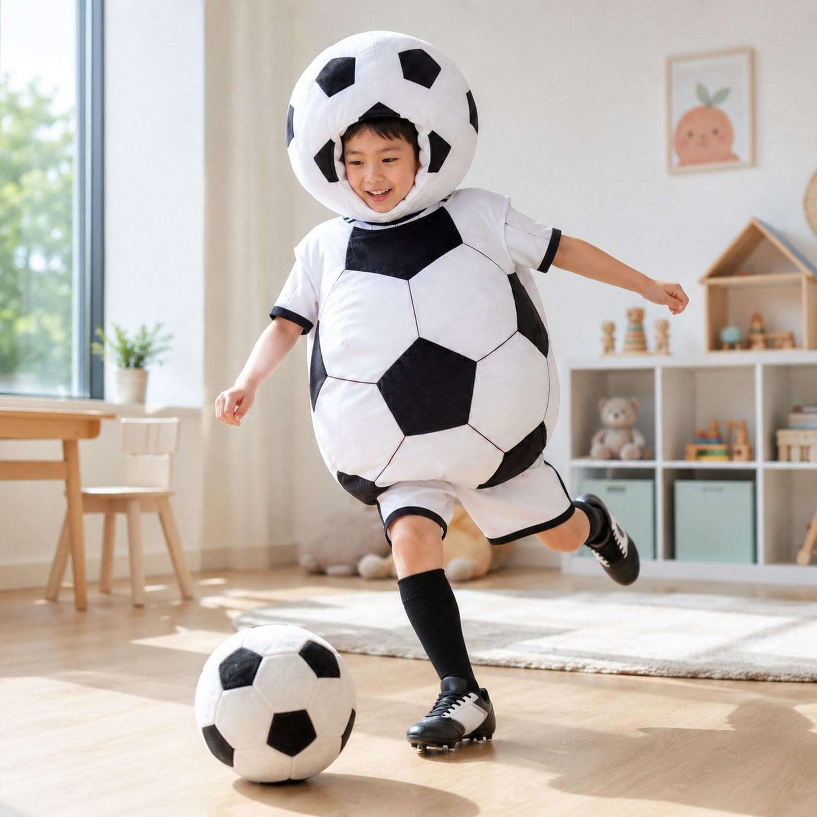 Qianly 2 Piezas Disfraz de Fútbol con Accesorios Reutilizables Conjunto de Sombrero y Vestimenta Material Resistente Fácil de Llevar Adecuado para, para Niños, Individual
