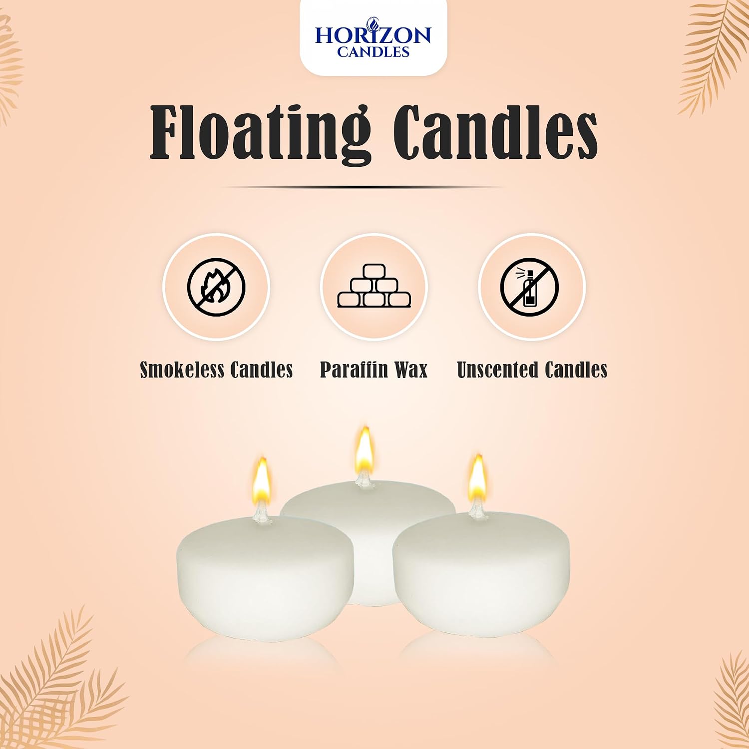 Horizon Candles Unscented 2 in. Floating Candle Smokeless & Dripless 24 Pcs
