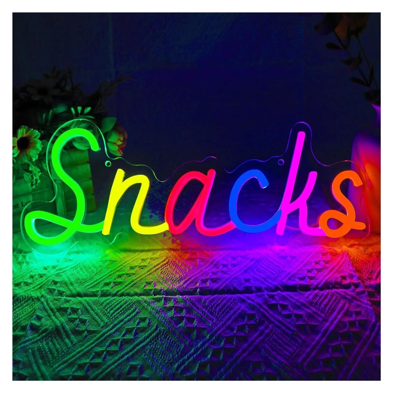 SHOUXI Sign Lamp Snacks Neon Lights for Children's Snack Shop Birthday Party Background Wall Home Snack Corner 38x15cm
