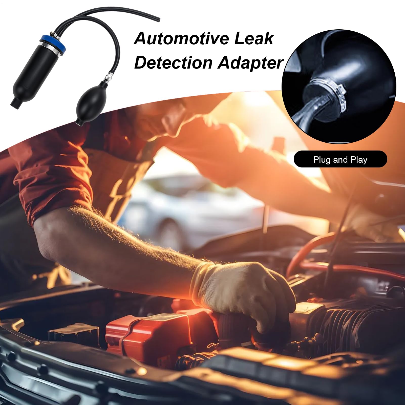 Adaptador De Detección De Fugas Automotriz,Detector De Fugas De Vacío para Diagnóstico - Herramienta Probadora Plug-and-Play,