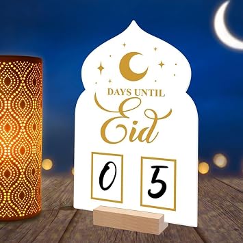 Ramadan Advent Calendar, Acrylic Countdown Calendar Acrylic Ramadan Countdown Calendar for Ramadan Kareem Tabletop Decoration (J)