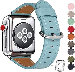Compatible for apple Watch Band 38mm 40mm women Top Grain Leather Band Replacement Strap iWatch Series 5,Series 4,Series 3,Series 2,Series 1,Sport, Edition (Tiffany Blue band+Silver Buckle, 38mm40mm) - coolthings.us
