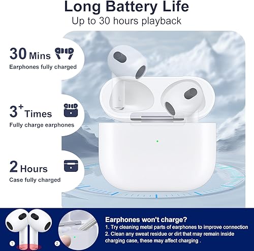 Miniatura 3 de Funda de carga inalámbrica compatible con AirPods 3, cargador de repuesto para AirPods de 3 generación, con botón de sincronización de