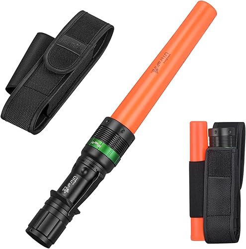 ULTRAFIRE Linterna LED de señal de tráfico de 11 pulgadas con funda, luz de seguridad de 250 lúmenes, 3 modos con modo estroboscópico, varitas de