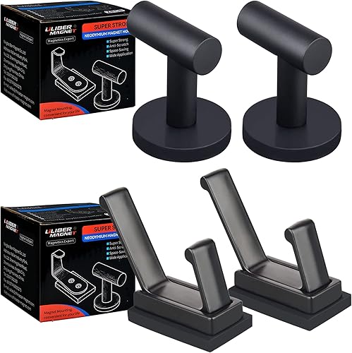 ULIBERMAGNET Paquete de 2 ganchos magnéticos para abrigo y 2 ganchos magnéticos para colgar en interiores y exteriores paraguas parrilladas