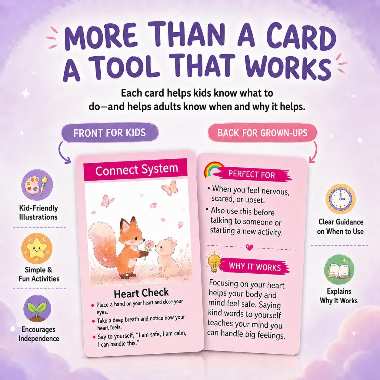 Somatic Therapy Cards for Kids, 52 Emotional Regulation Exercises Mindfulness, Calm, Focus & Coping Skills Therapy Tools for Home, School, Calm Down Corner Ages 5-12 image 5