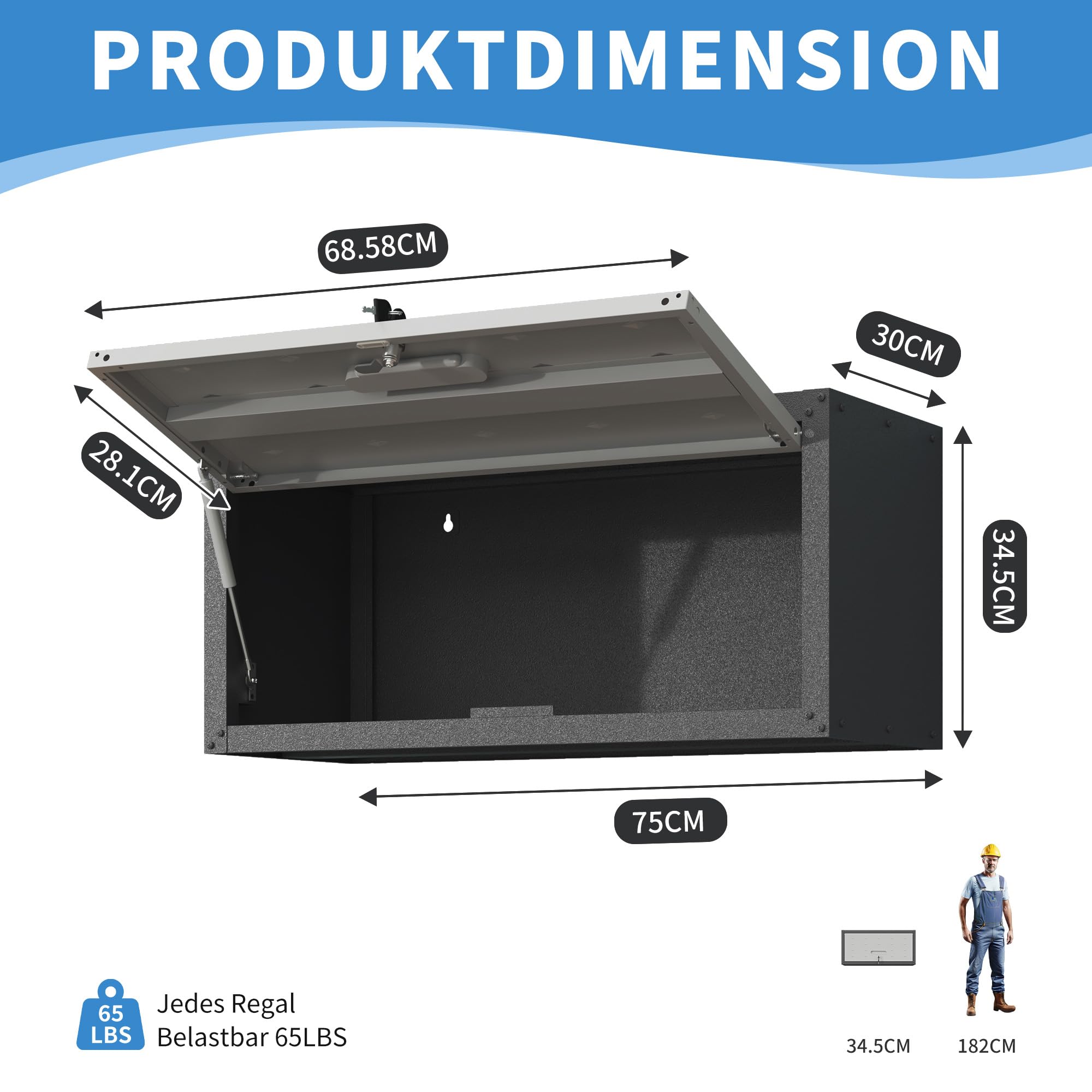 Armoire murale métallique polyvalente pour outils verrou 34.5x75x30cm garag