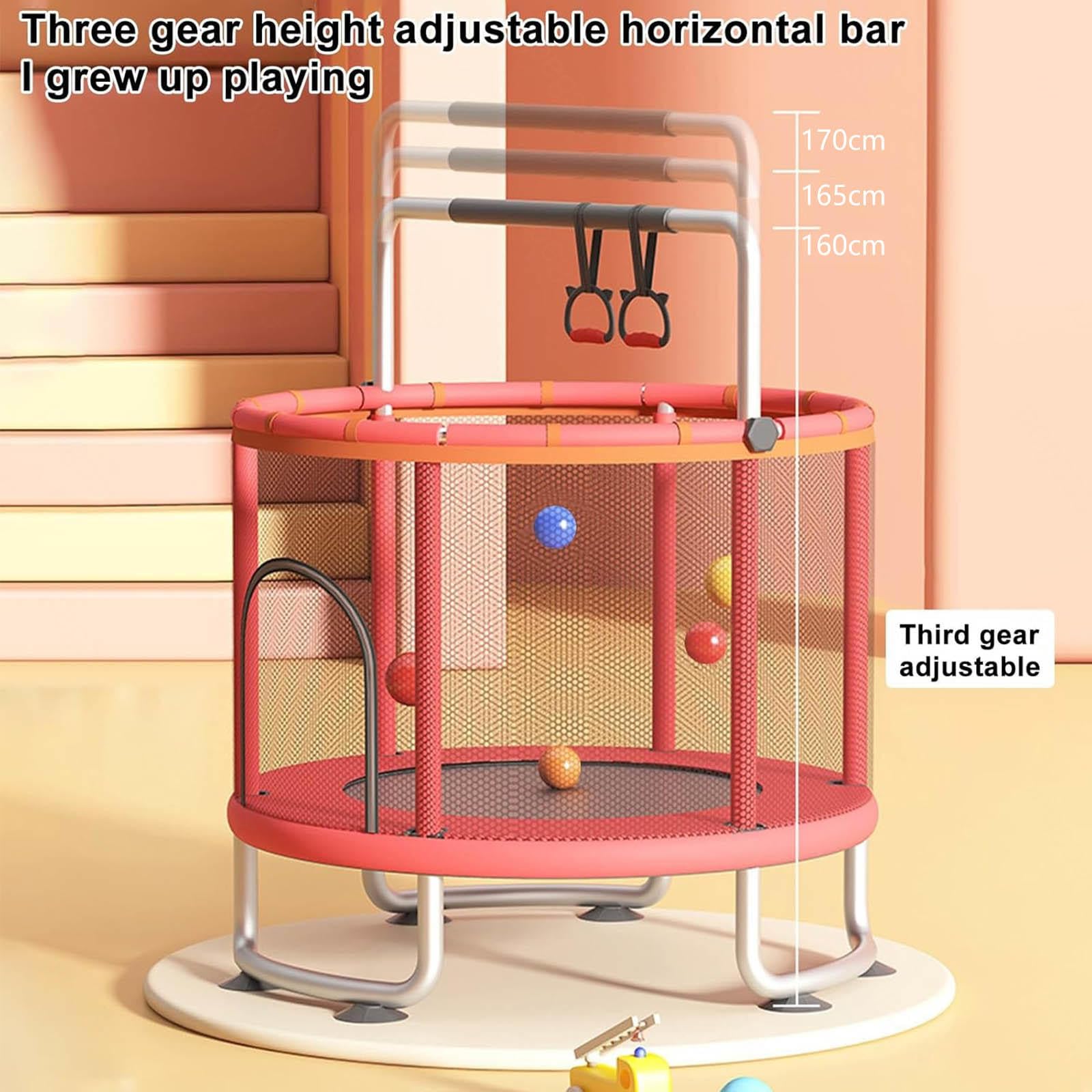 Camas Elasticas para Niños con Red De Seguridad, Capacidad 250 Kg, Brincolín para Niños con Anillo De Tracción Trampolim Criança para Uso En Interiores Y Exteriores