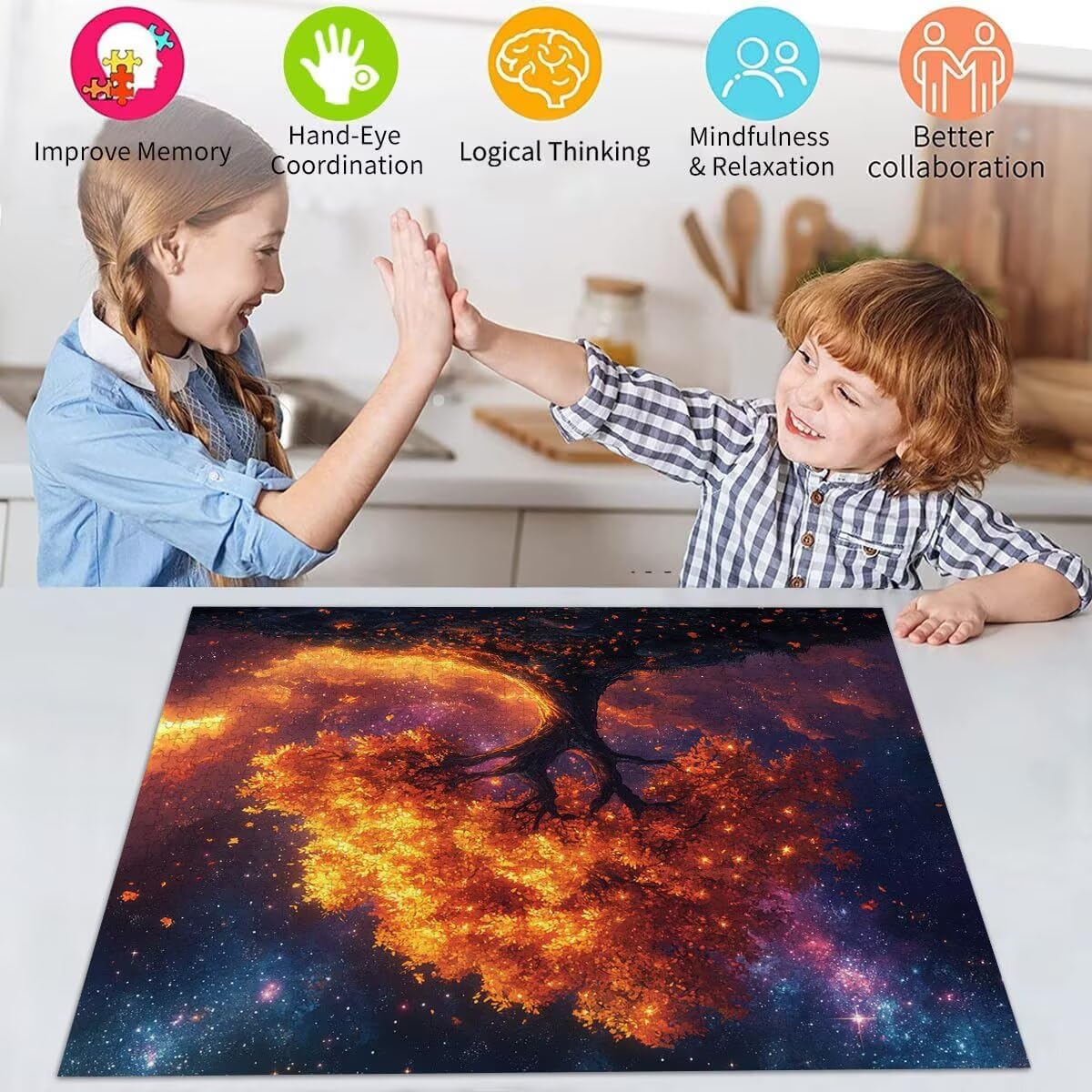 Puzzle Erwachsene 5000 Teile Baum Sternenhimmel Educa Jigsaw für Kinder ab 8 Jahren Mädchen Jungen, Erwachsene Impossible Klassische Puzzles, Anspruchsvoll Spielspaß, Als Geschenke 105x156cm t-912