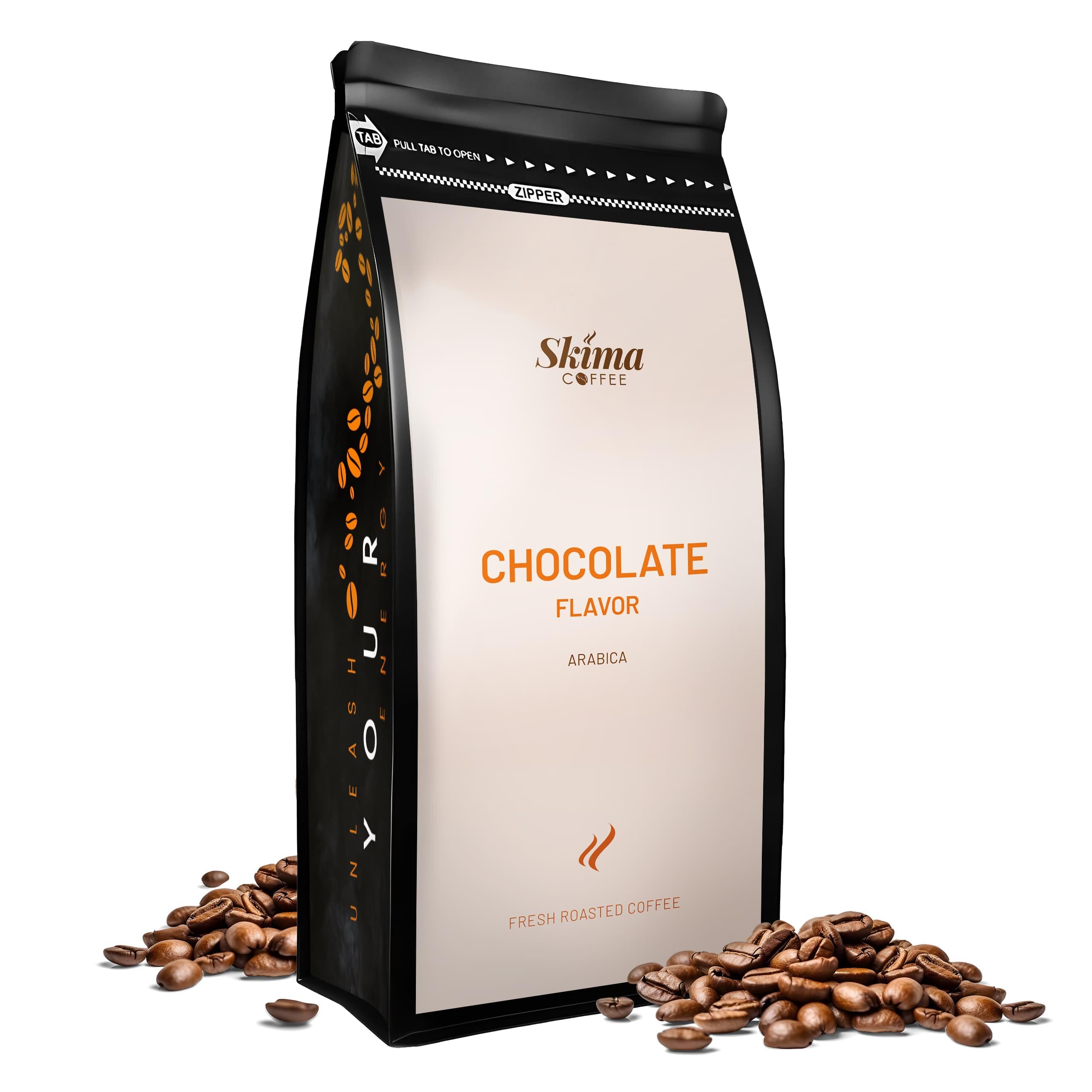 SkimaCoffee Café en grains 2 x 1 kg PLAISIR CHOCOLAT/DOUCEUR VANILLE aromatisé