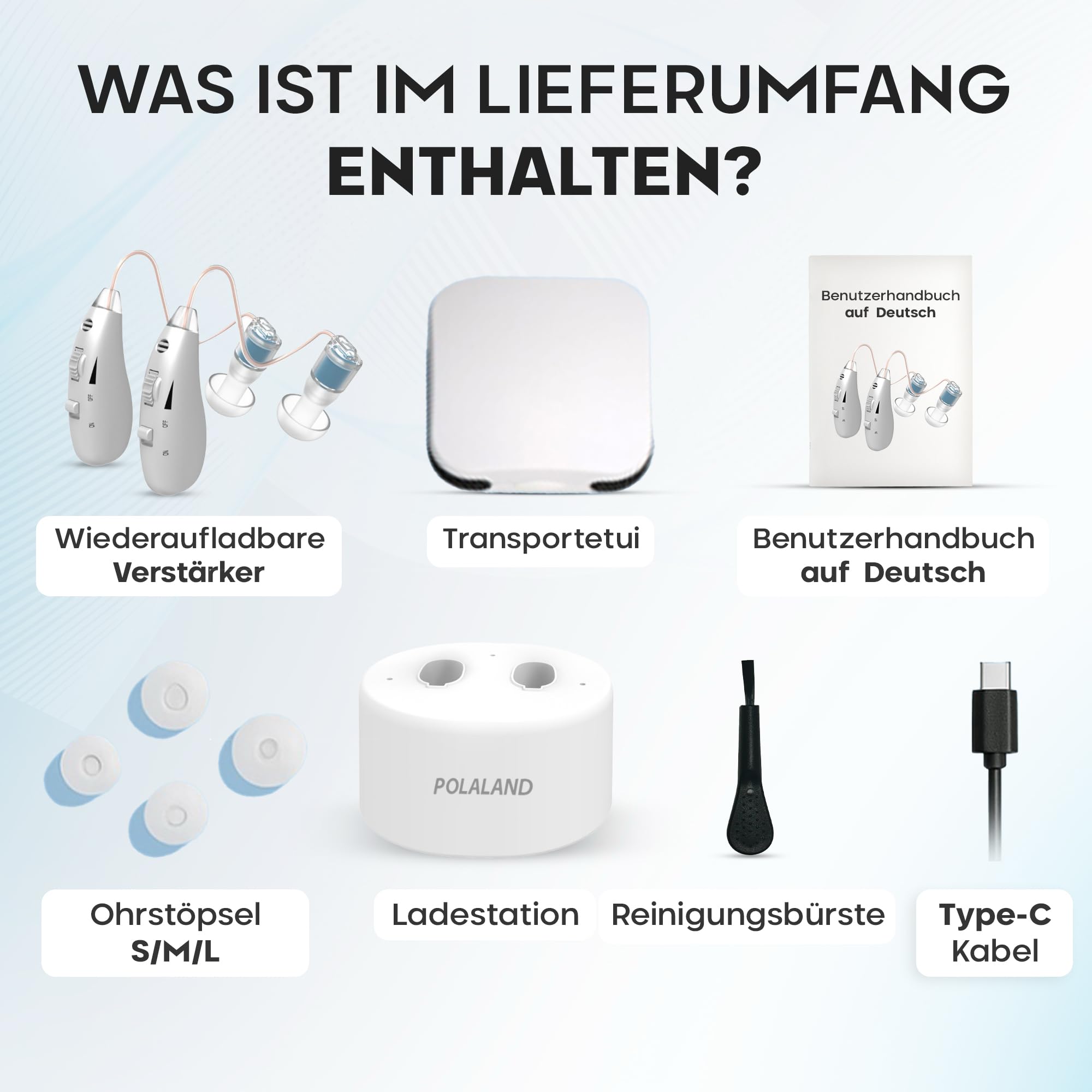 Wiederaufladbarer persönlicher Soundverstärker (2 Stück), ultraleicht (4 g), hinter dem Ohr (BTE), DSP-Chip, einstellbare Lautstärke, magnetische Ladestation, für TV und Gespräche