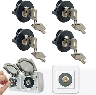 Steckdosenschloss, Stromdiebstahl verhindern, Stromkosten sparen; Verhindert Kontakt von Kindern, Haustieren mit elektrischen Geräten. Im Innen- und Außenbereich weit verbreitet, 4er-Pack