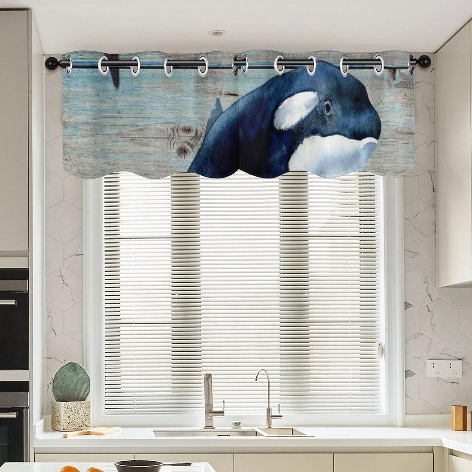 Rideaux de fenêtre motif étoile de mer design rétro en tissu lavable pour la maison