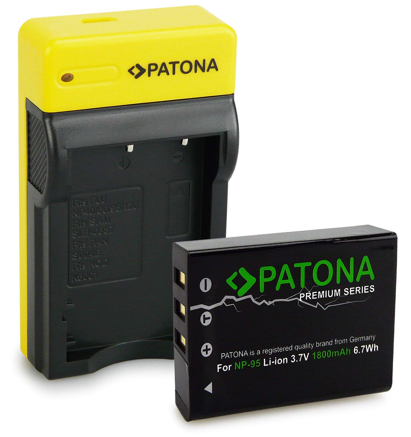 PATONA Premium Batteria NP-95 con Slim USB-C Caricatore Compatibile con Fuji Fujifilm FinePix F30 F31 X-S1 X30 X70 X100 X100S X100T Real 3D W1