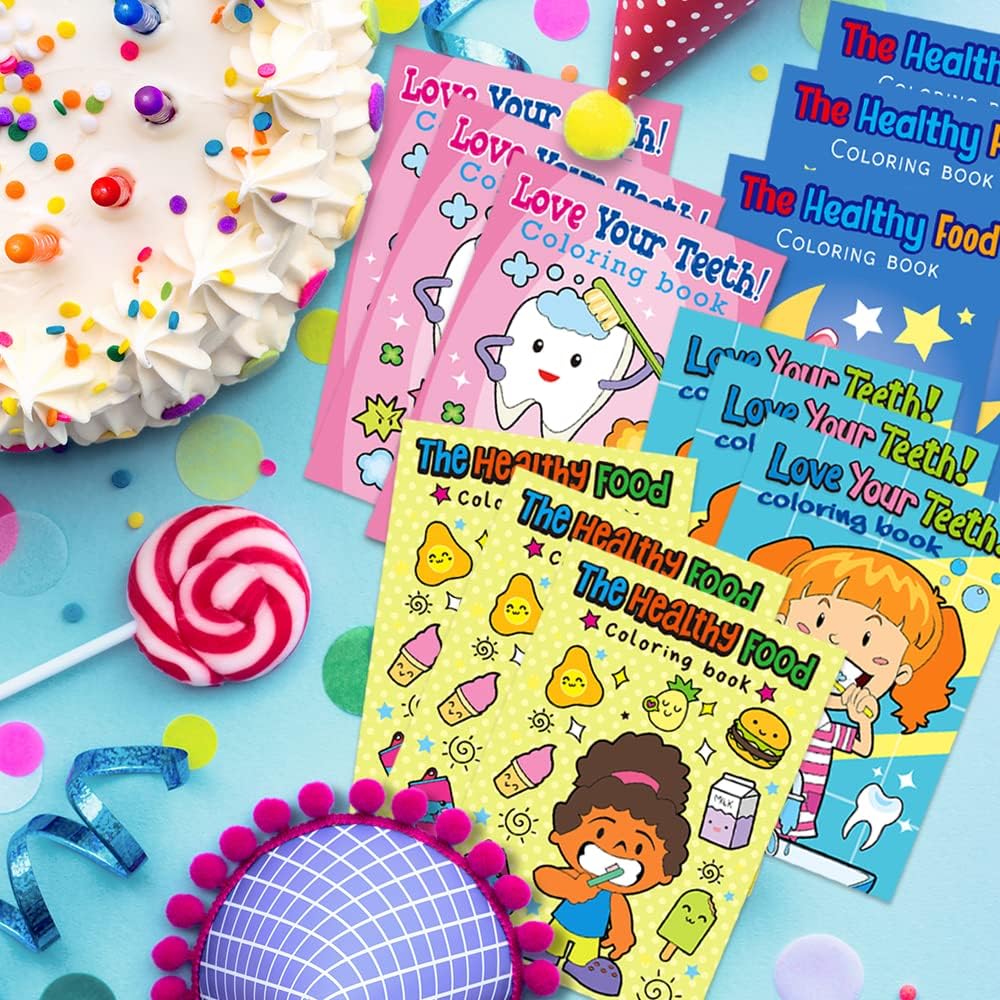ArtCreativity 20 Pack Dental Coloring Book 5″ × 7″ Mini Coloring & Activity Books – 6 Pages Small Teeth Color Booklets | Classroom & Dental Party Favors, Birthday Goody Bag Gifts, Kids 3+