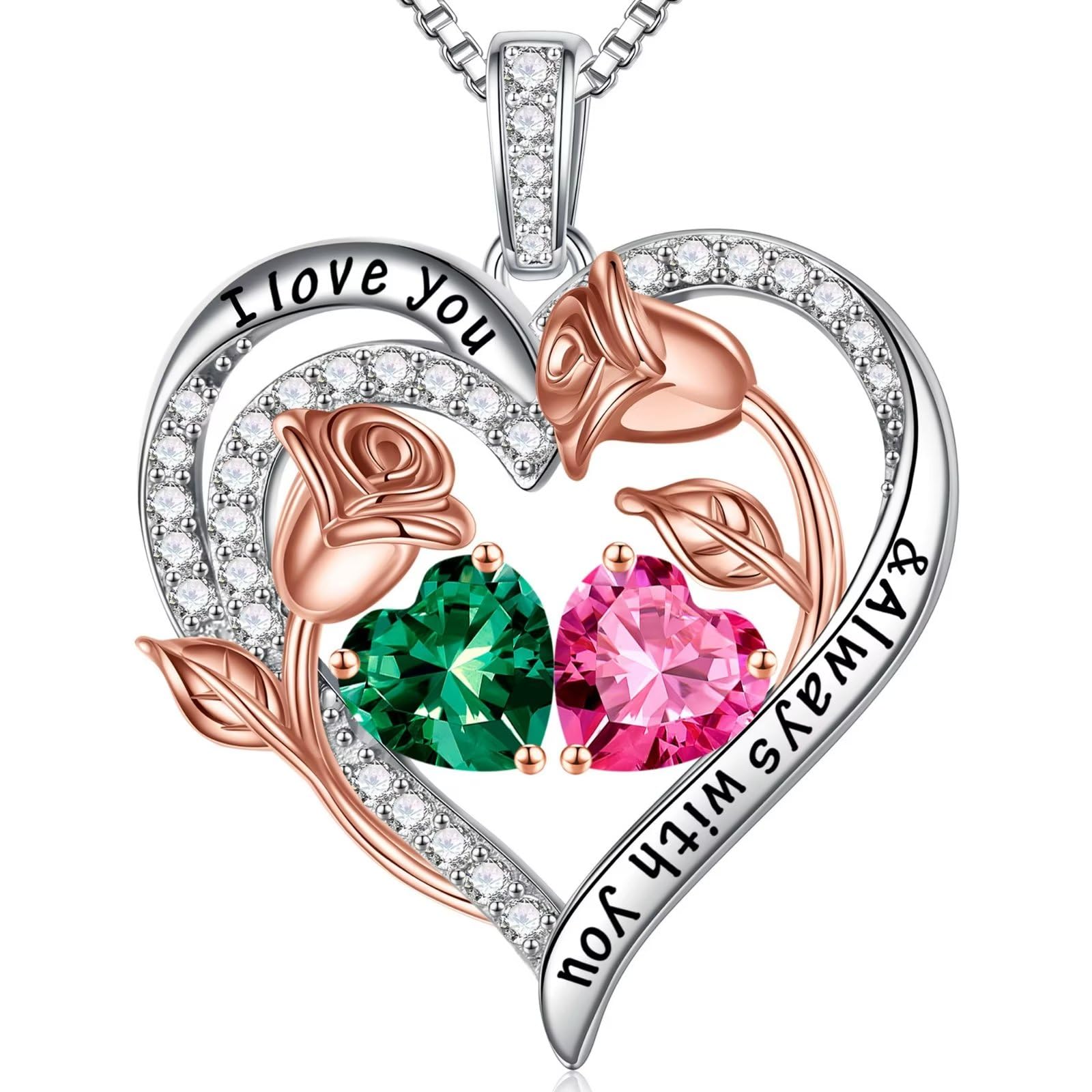 Iefil Birthstone Necklace 925 Sterling Silver