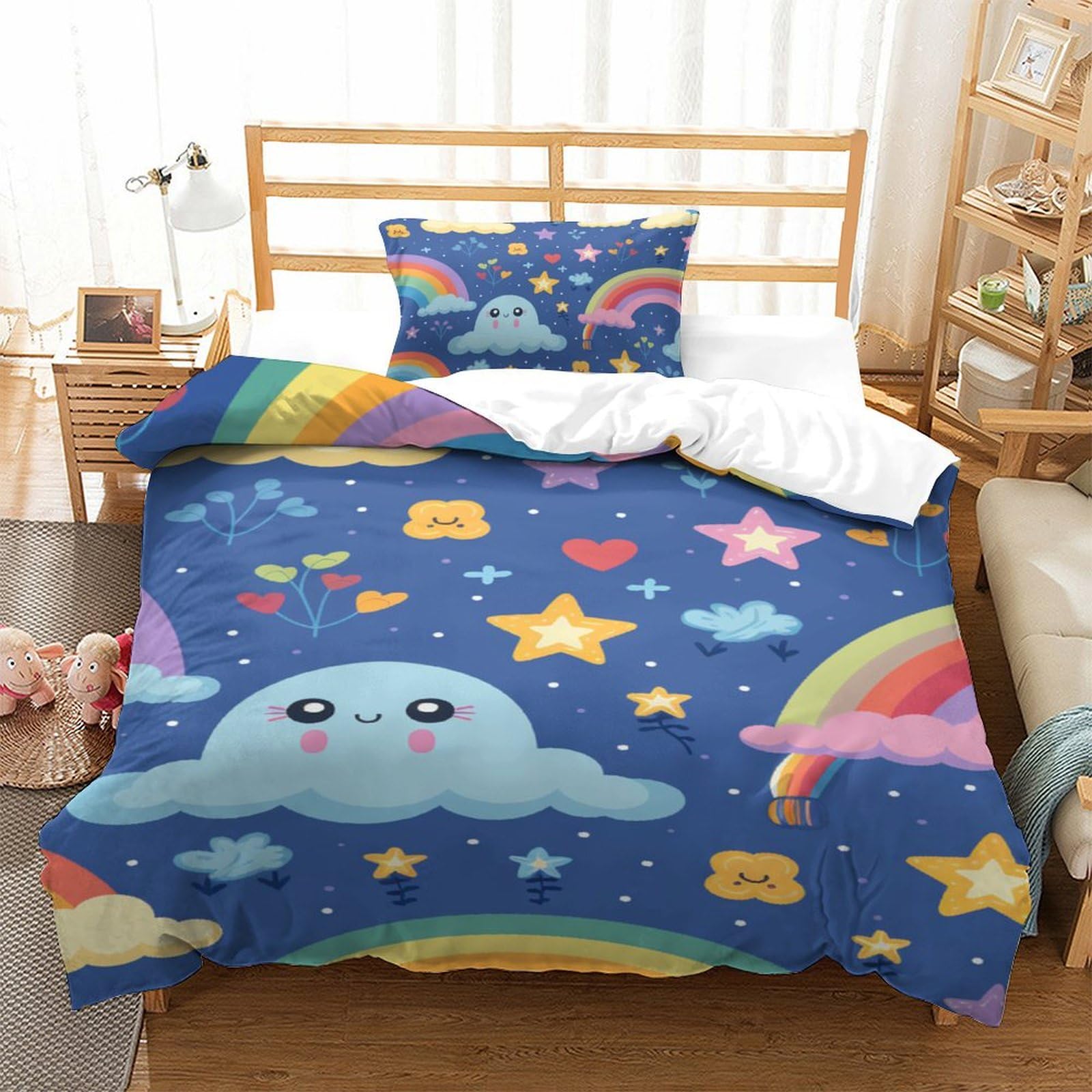 Housse de couette rainbow pour lit enfant et ado parure de lit single 3D