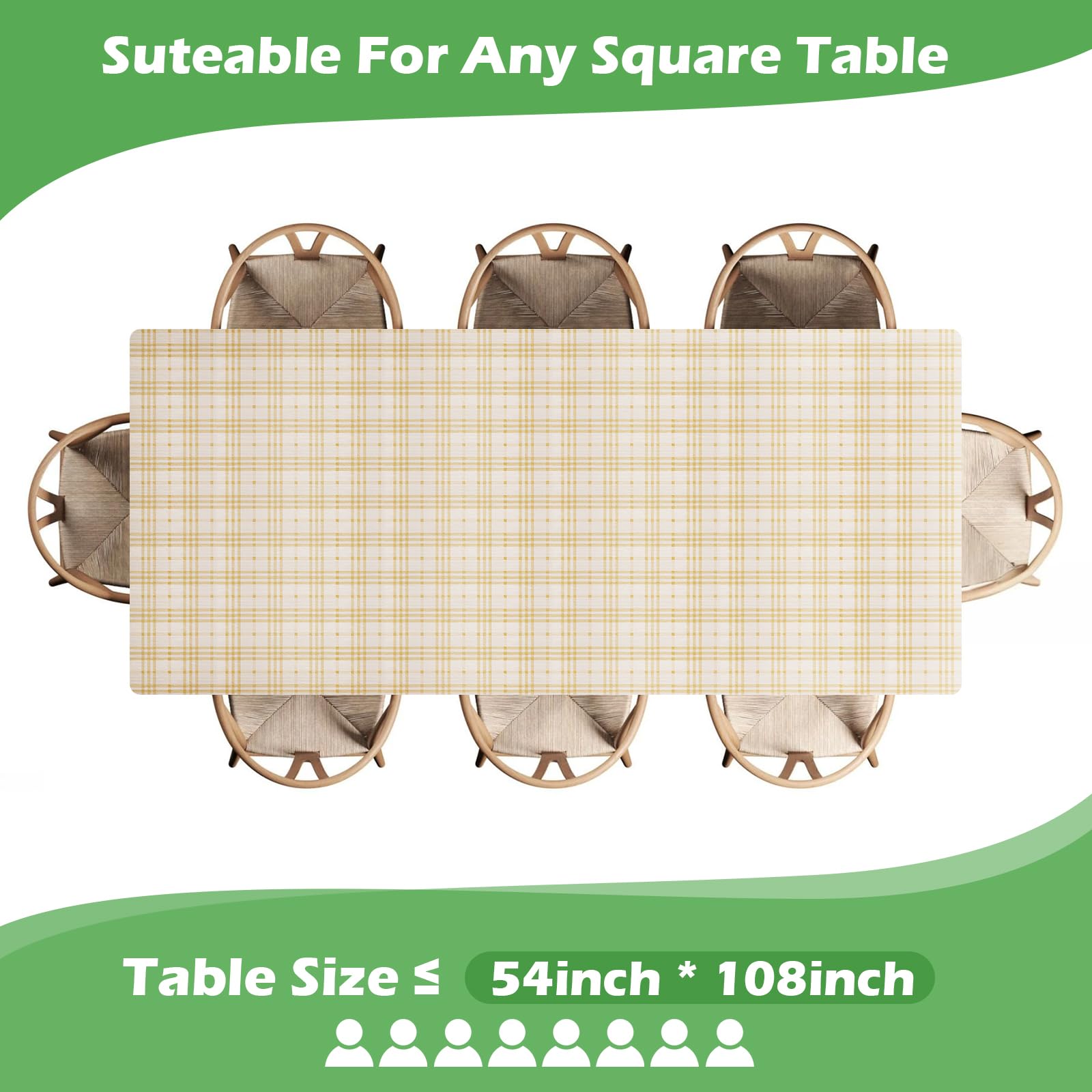 Gdrctica Disposable Plastic Tablecloth Rectangle Table Cover 54”x108” 6 Packs, Waterproof Oilproof Picnic Table Cover for Party Wedding Thanksgiving Christmas, Checkered Table Decorations for Party