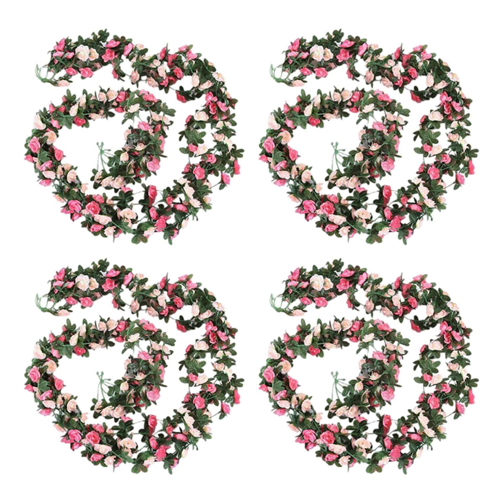 Hndhbfgrt 8Pcs Artificial Rose Flower Floral Fake Vine Hanging Garland Party Wedding Decor