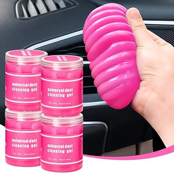 4 paket araba temizleme jeli, pembe araba temizleme macunu, evrensel oto detayland rma ara lar , hava havaland rmas , g sterge paneli ve klavye i in araba bal , kad nlar i in oto