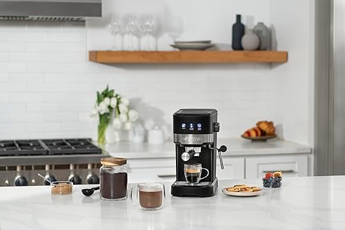 Miniatura 2 de Gourmia Máquina de café expreso de 15 barras con potente varita de espuma con depósito de agua extraíble de 1.2 L, color negro