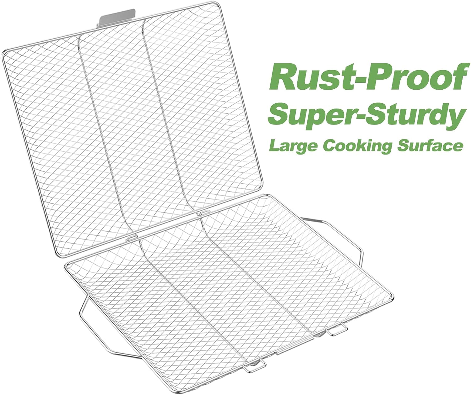 Skyflame Portable Grill Basket, Rustproof Stainless Steel Barbecue Grilling Basket for Most Outdoor Grilling Vegetables Fishes Shrimp Steak Meat Chops Kabob