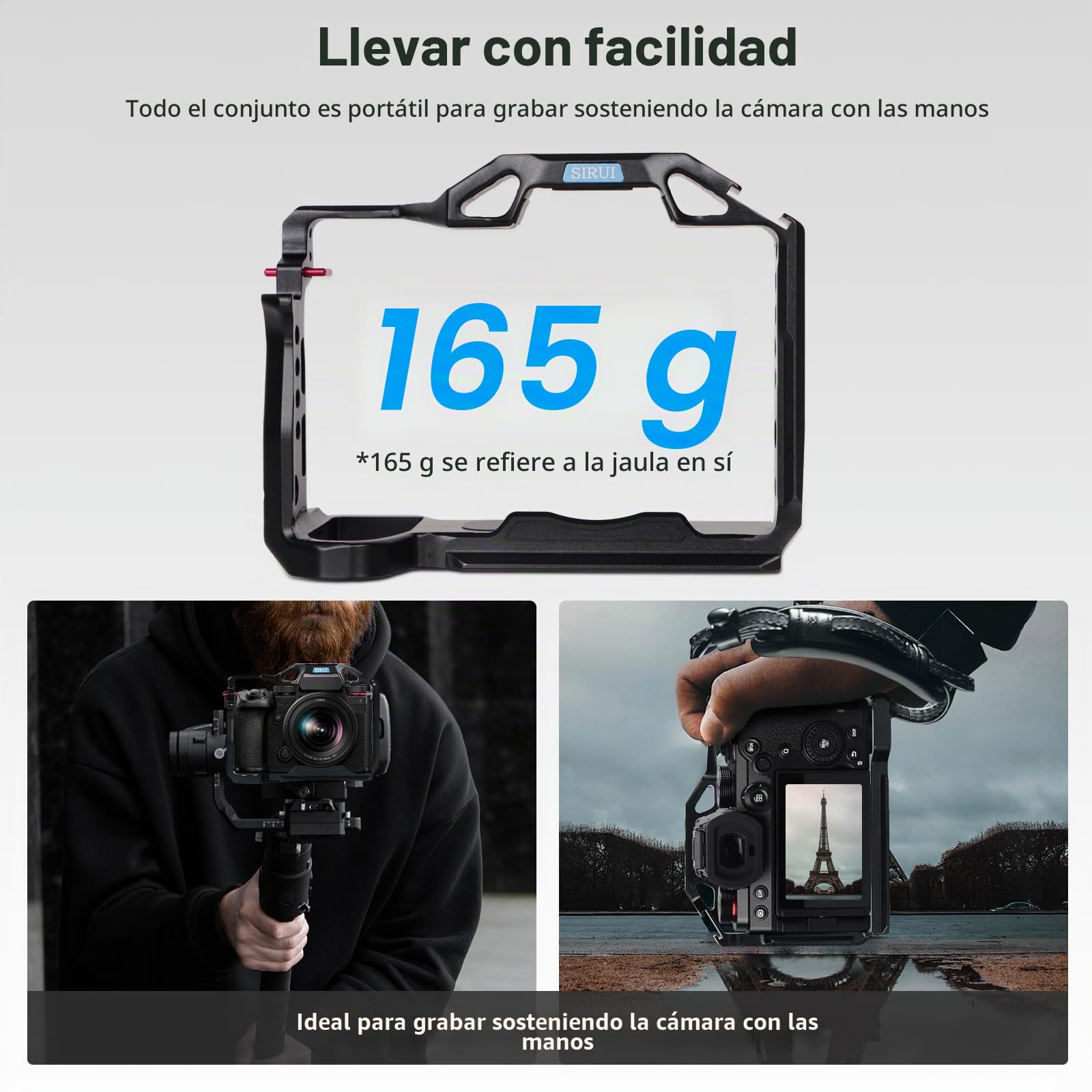 SIRUI S5II / S5IIX Kit de Jaula Completa con Top Handle para Panasonic LUMIX S5II / S5IIX, QR Placa para Arca-Swiss, con Correa de Mano y NATO Rail - SCH-S5M2