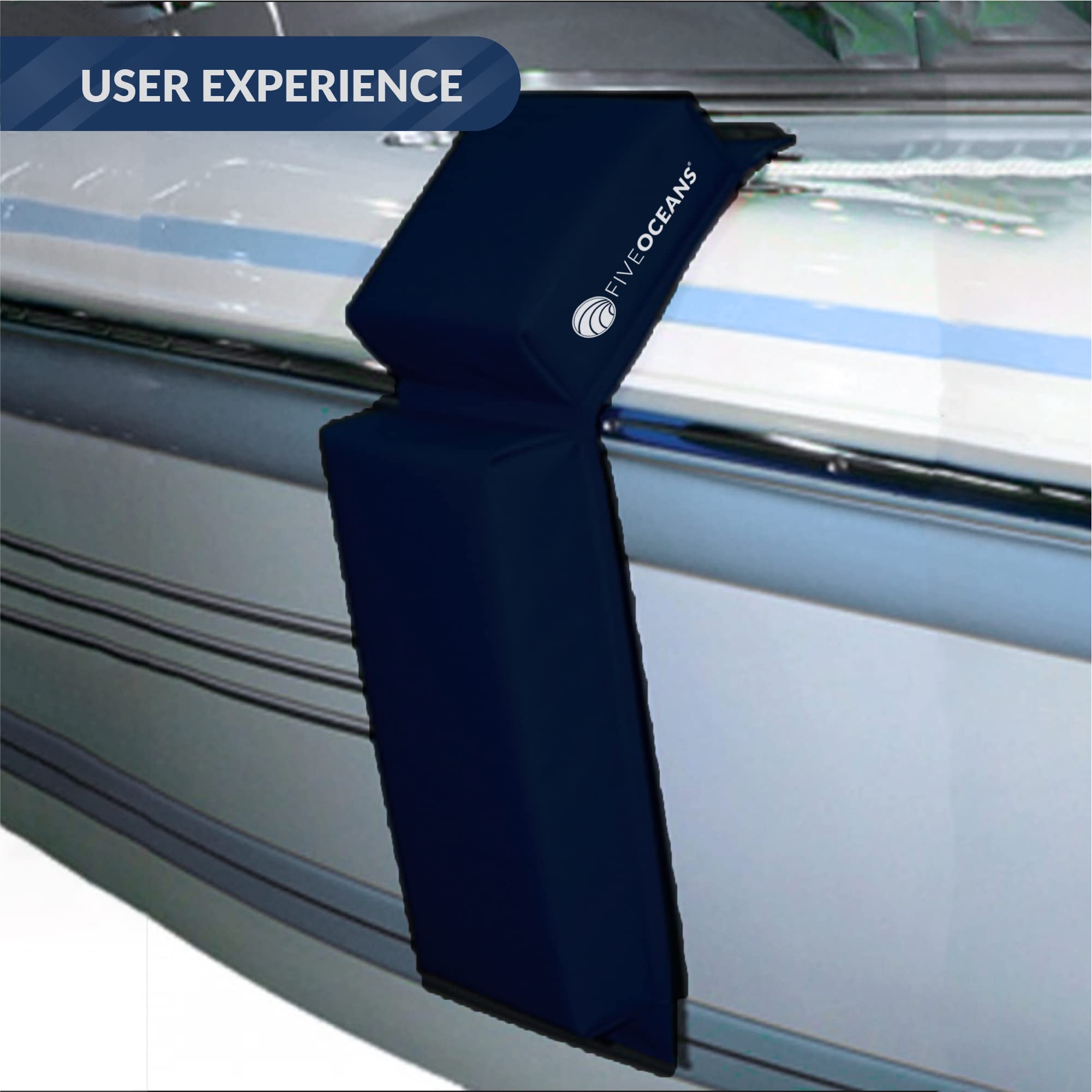 Five Oceans Contour Flat Boat Fender (Bumper), 2Pack, with Two (2) 3/8